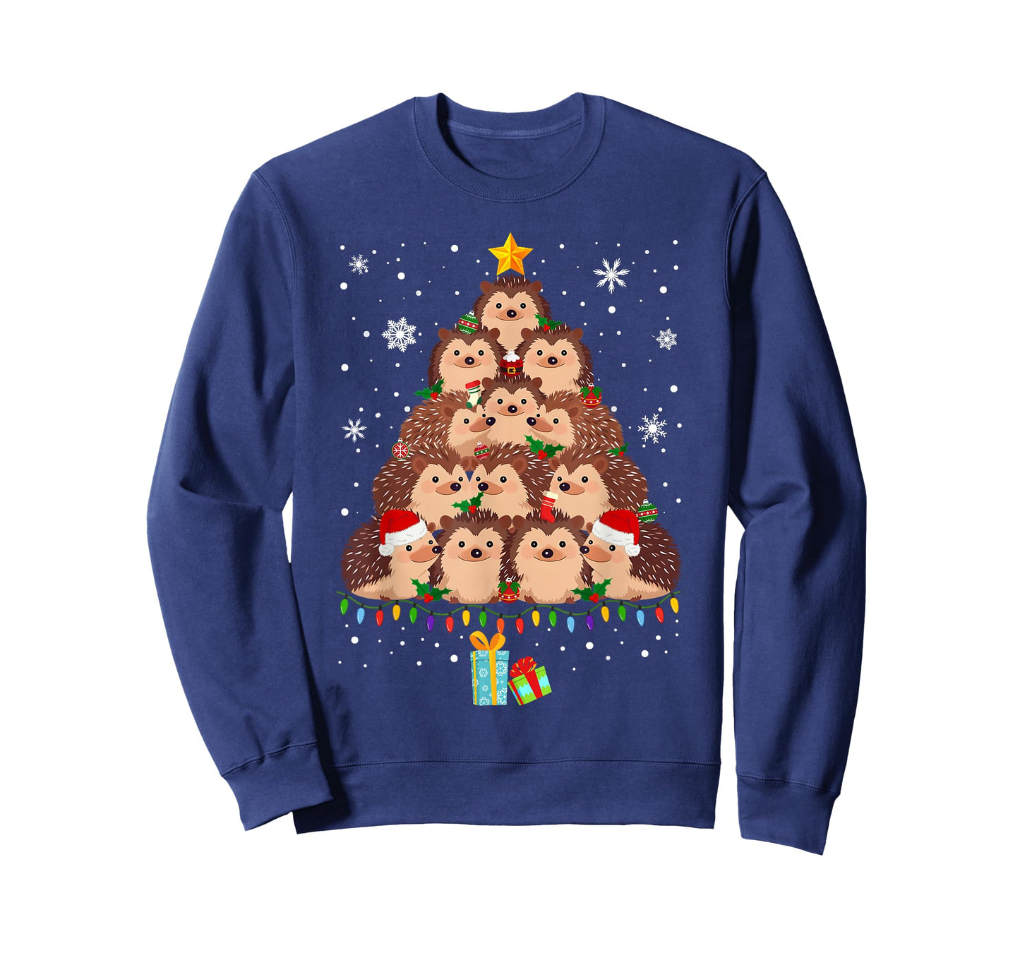 Cute Hedgehog Christmas Tree Funny Pajamas Xmas for Family T-Shirt