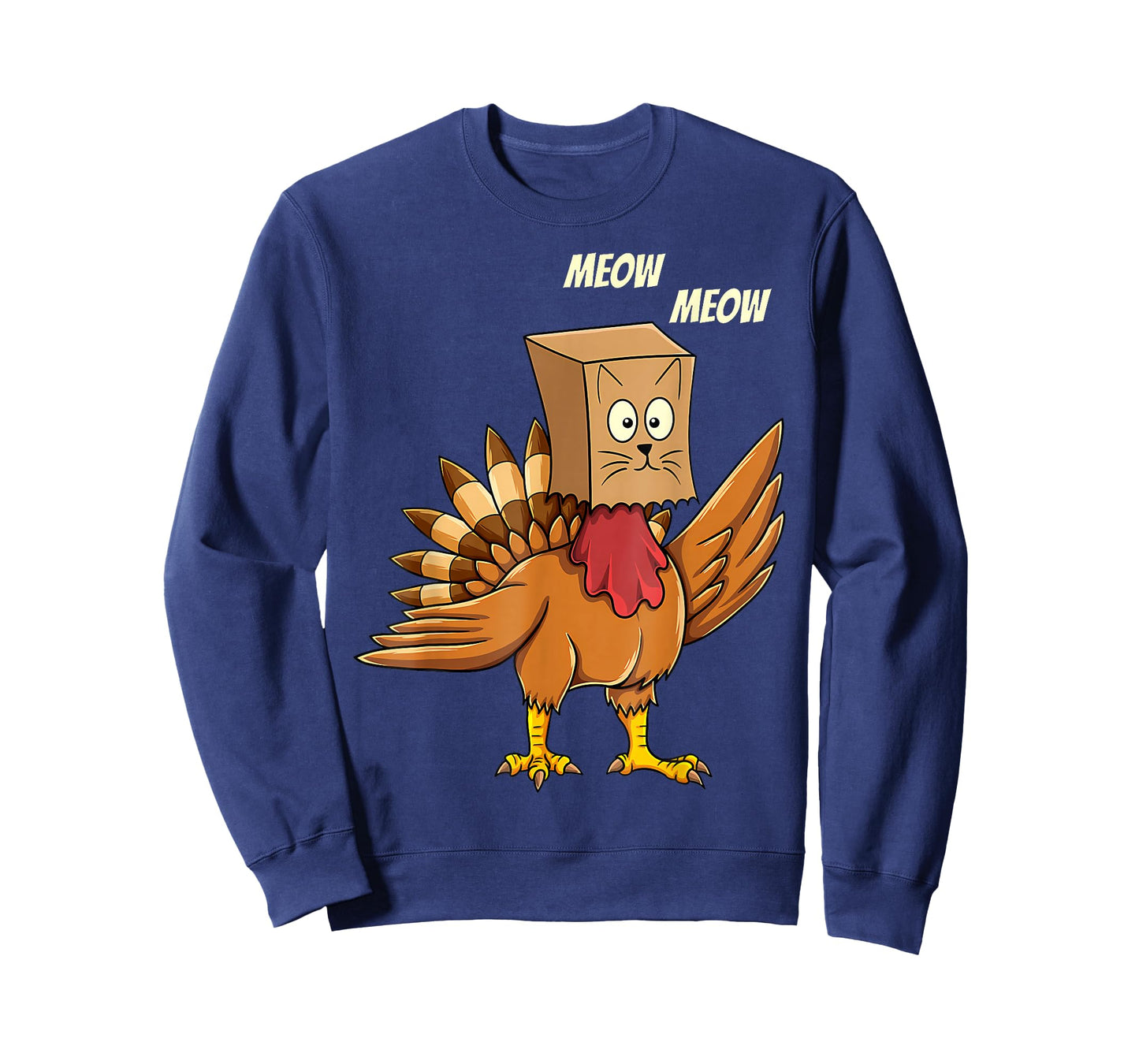 Thanksgiving Turkey Cat Meow Funny Men Women Thanksgiving T-Shirt