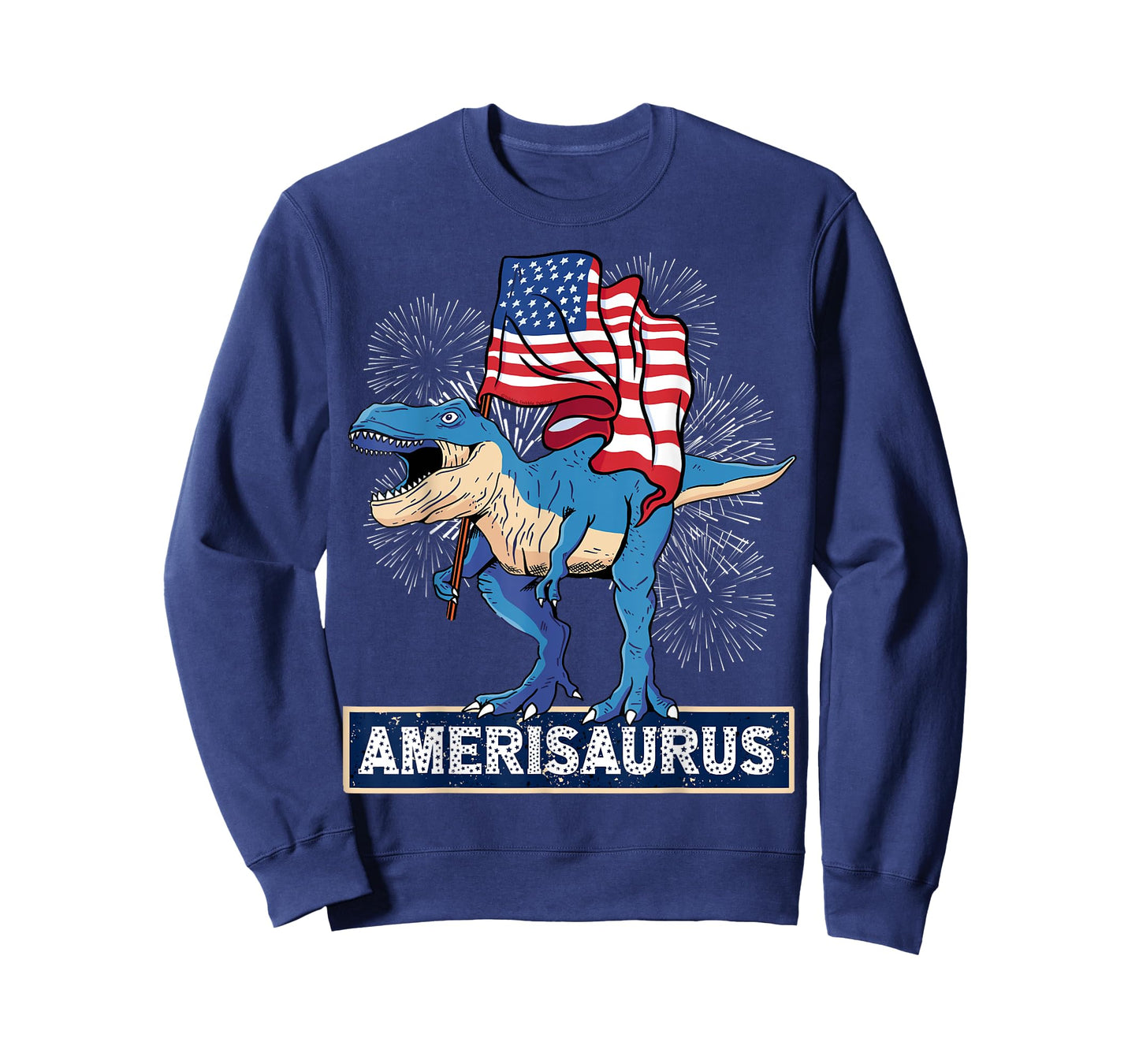 Patriotic AmeriSaurus USA Flag Boys Girls Kids 4th of July T-Shirt
