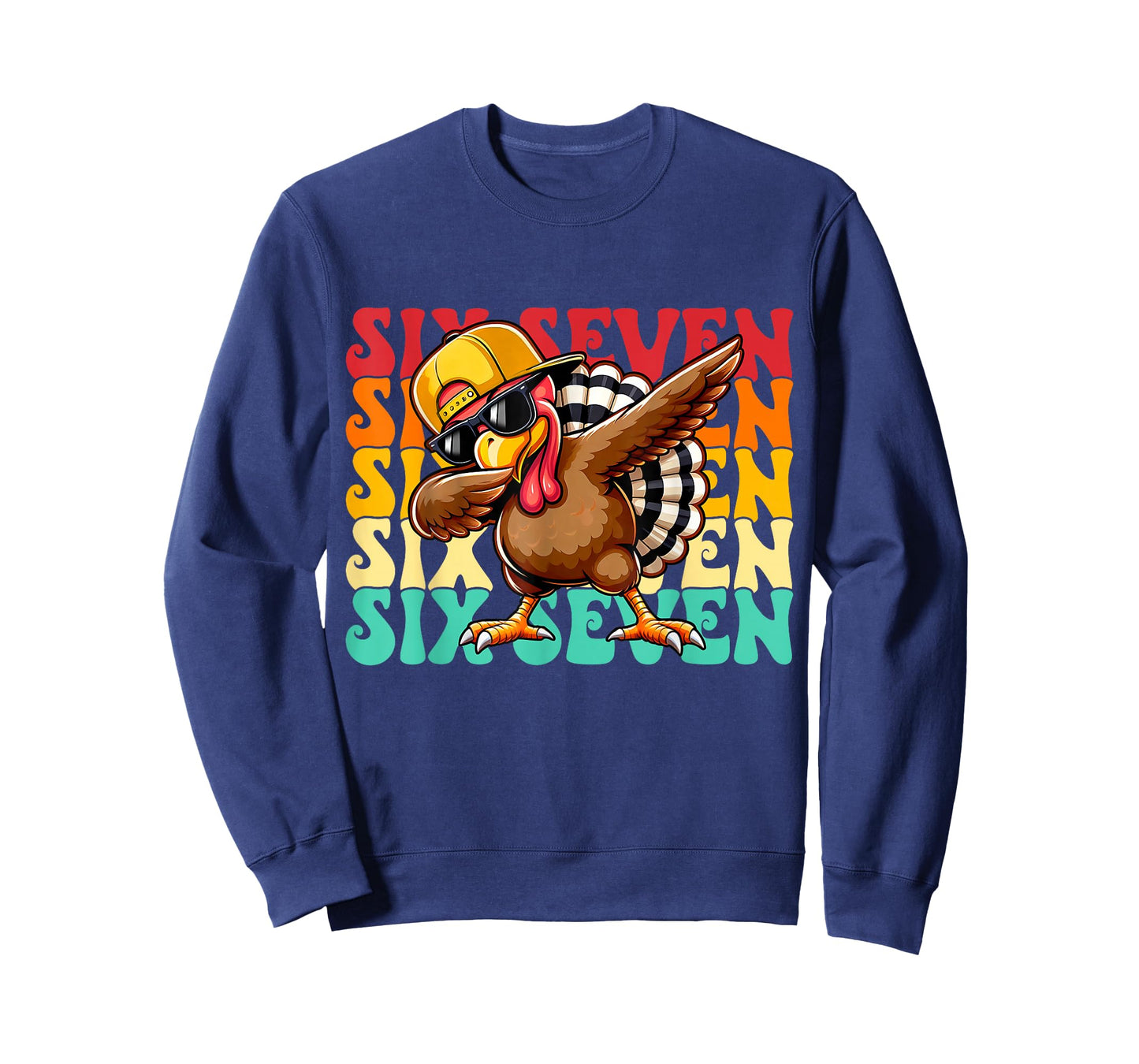 Funny Dabbing Turkey Six Seven 6 7 Squad Thanksgiving Day T-Shirt