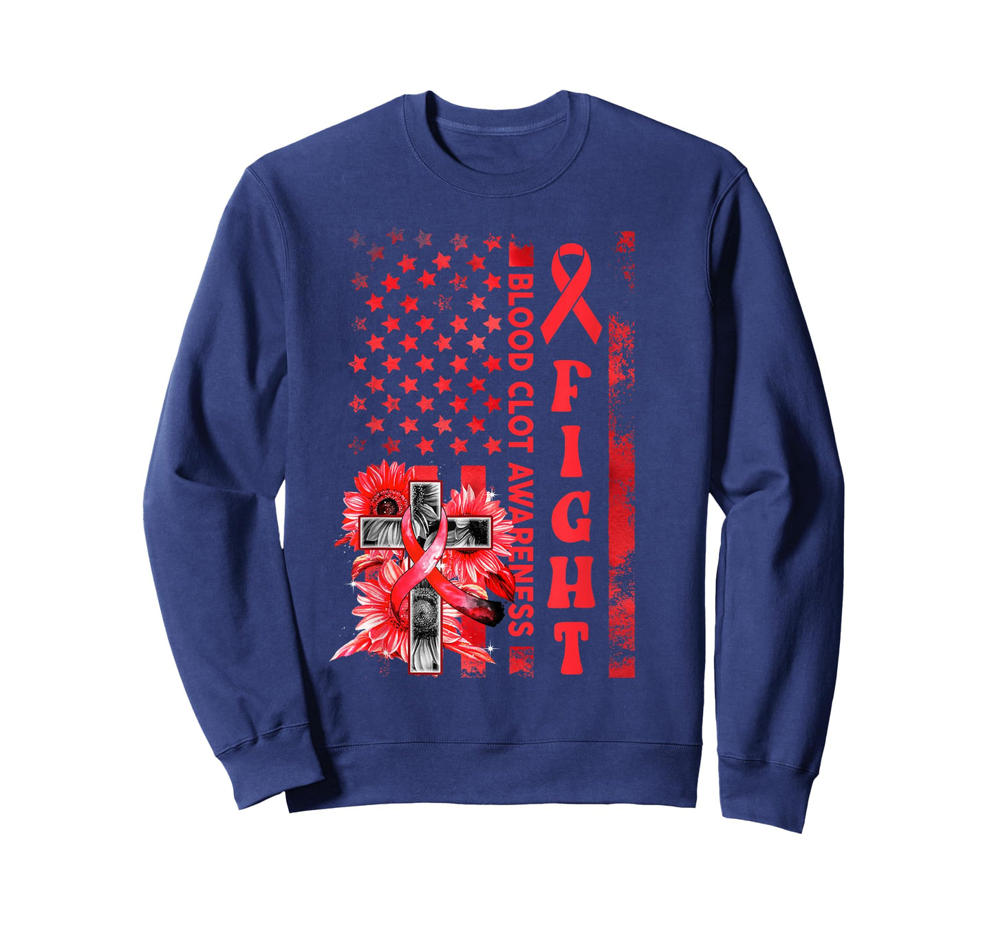 Fight USA Flag Sunflower Christian Blood Clot Awareness T-Shirt