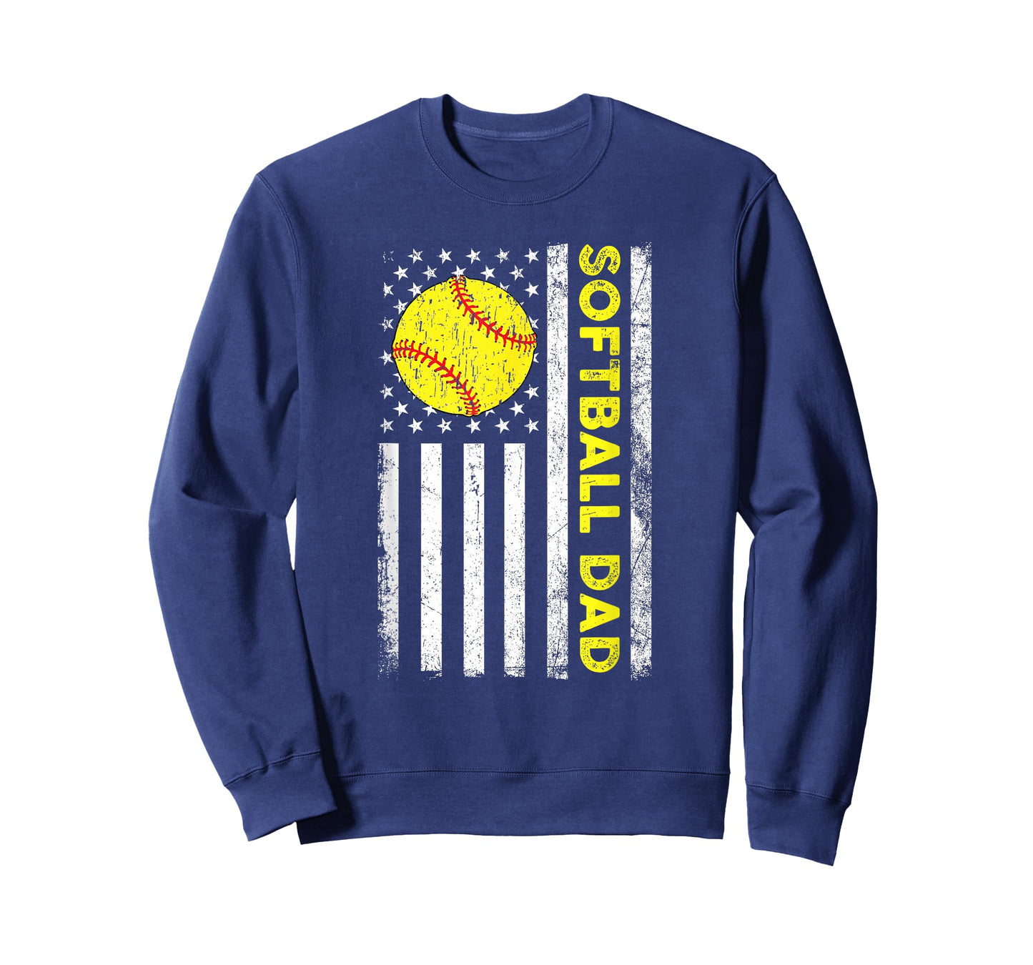 Softball Dad Distressed American Flag Fathers Day T-Shirt