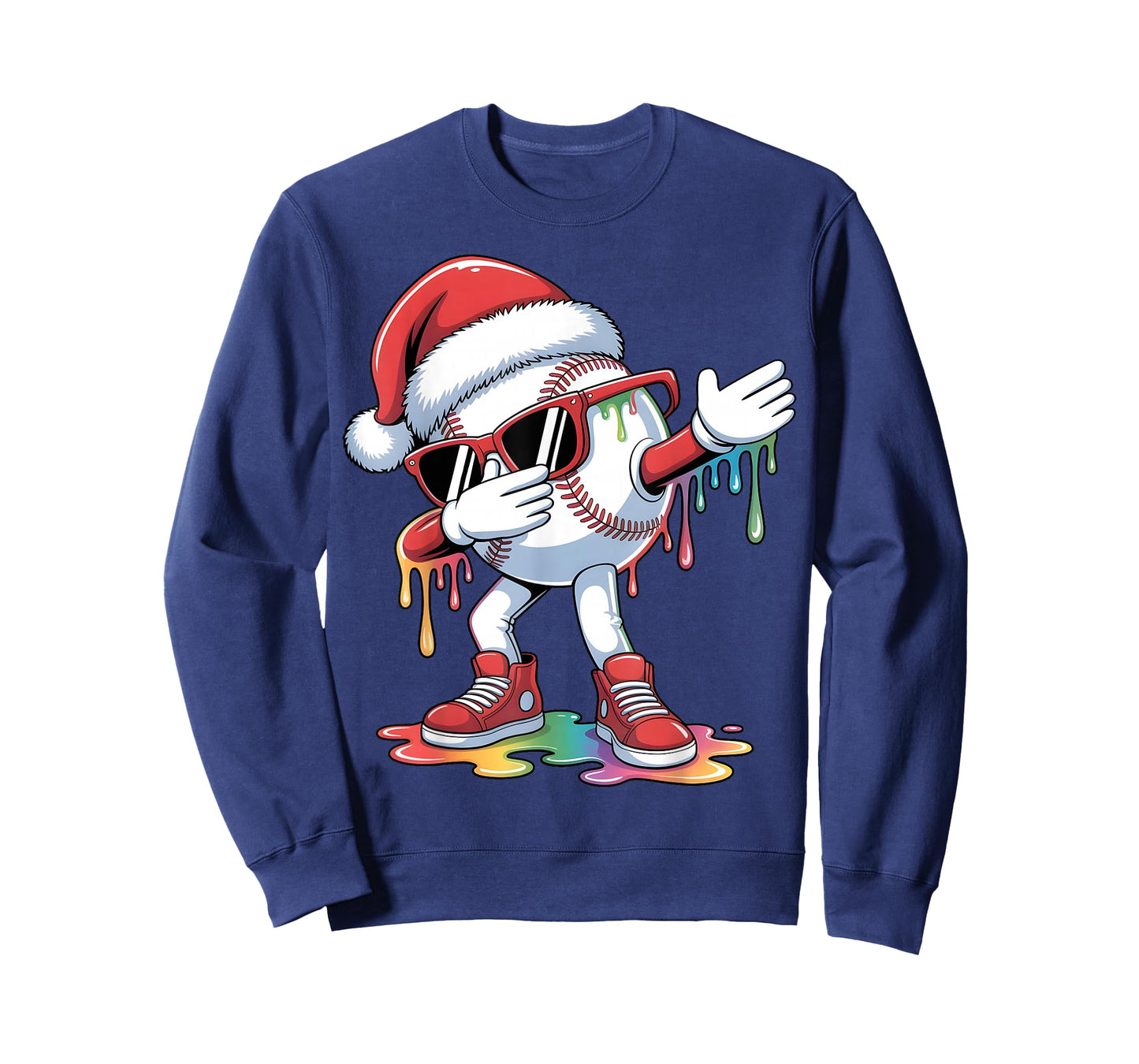 Christmas Baseball Ice Cream Dripping Santa Baseball Drip T-Shirt