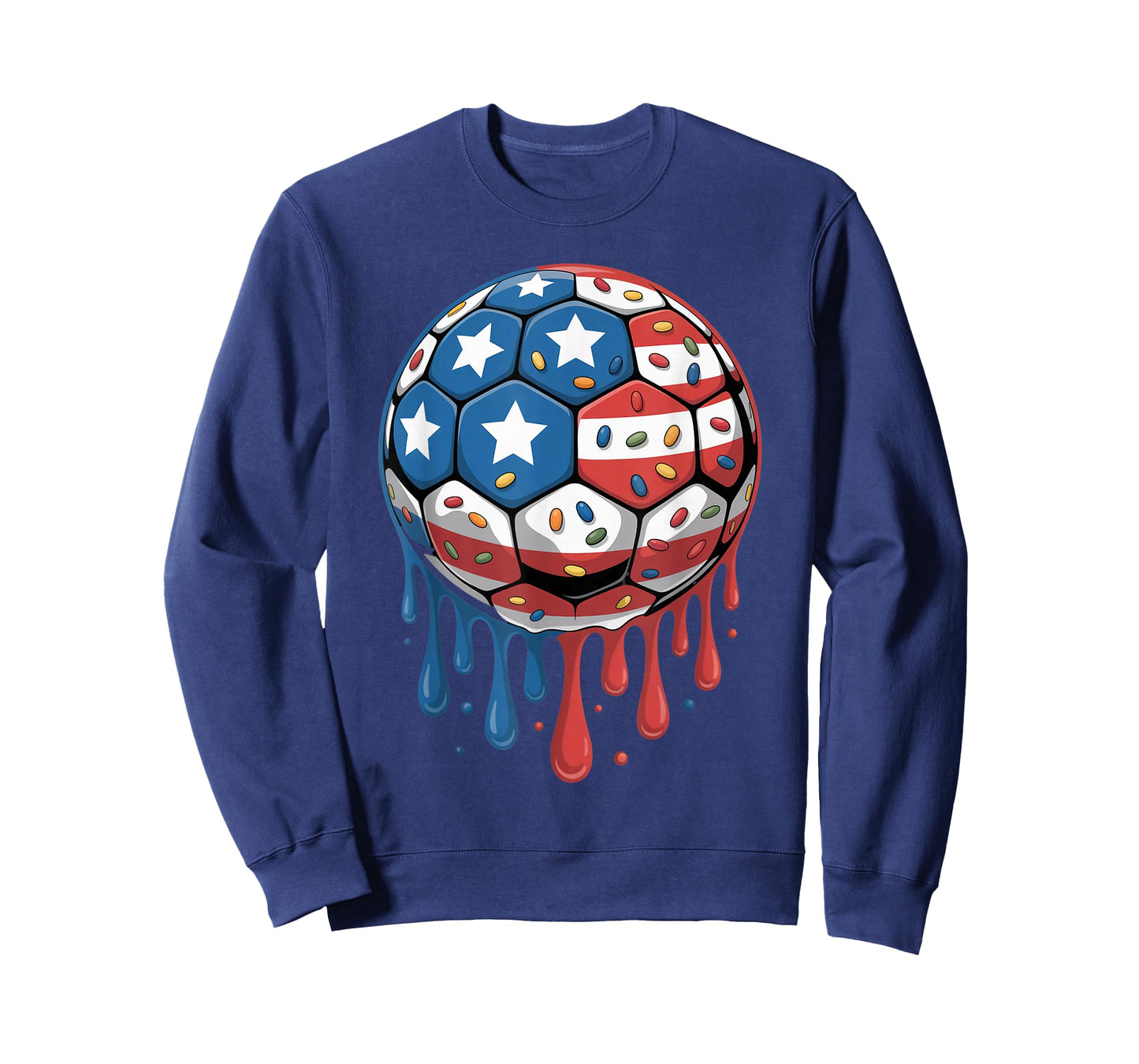 Ice Cream Drip Men Women Game American USA Flag Soccer Drip T-Shirt