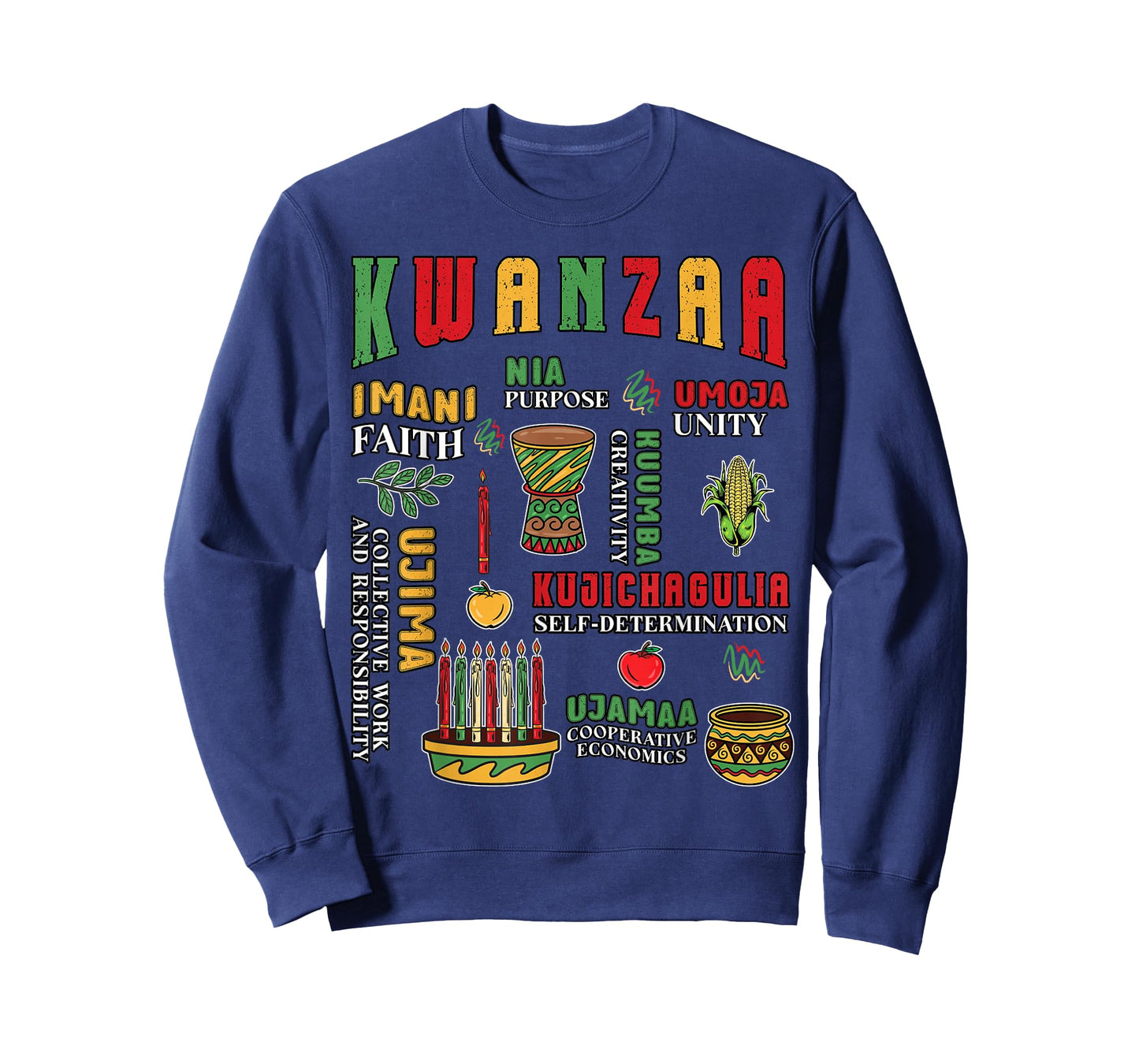 Happy Kwanzaa Drum Kinara Seven Candles African American T-Shirt
