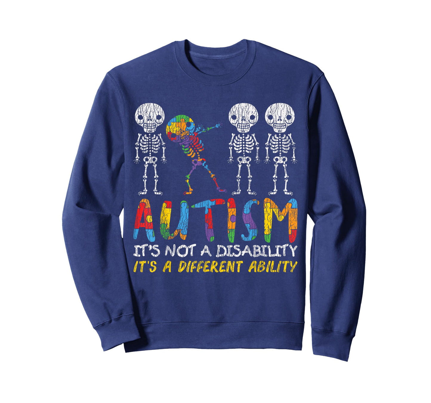 Autism Awerness - Skeleton Dabbing Autistic Kids Awareness T-Shirt