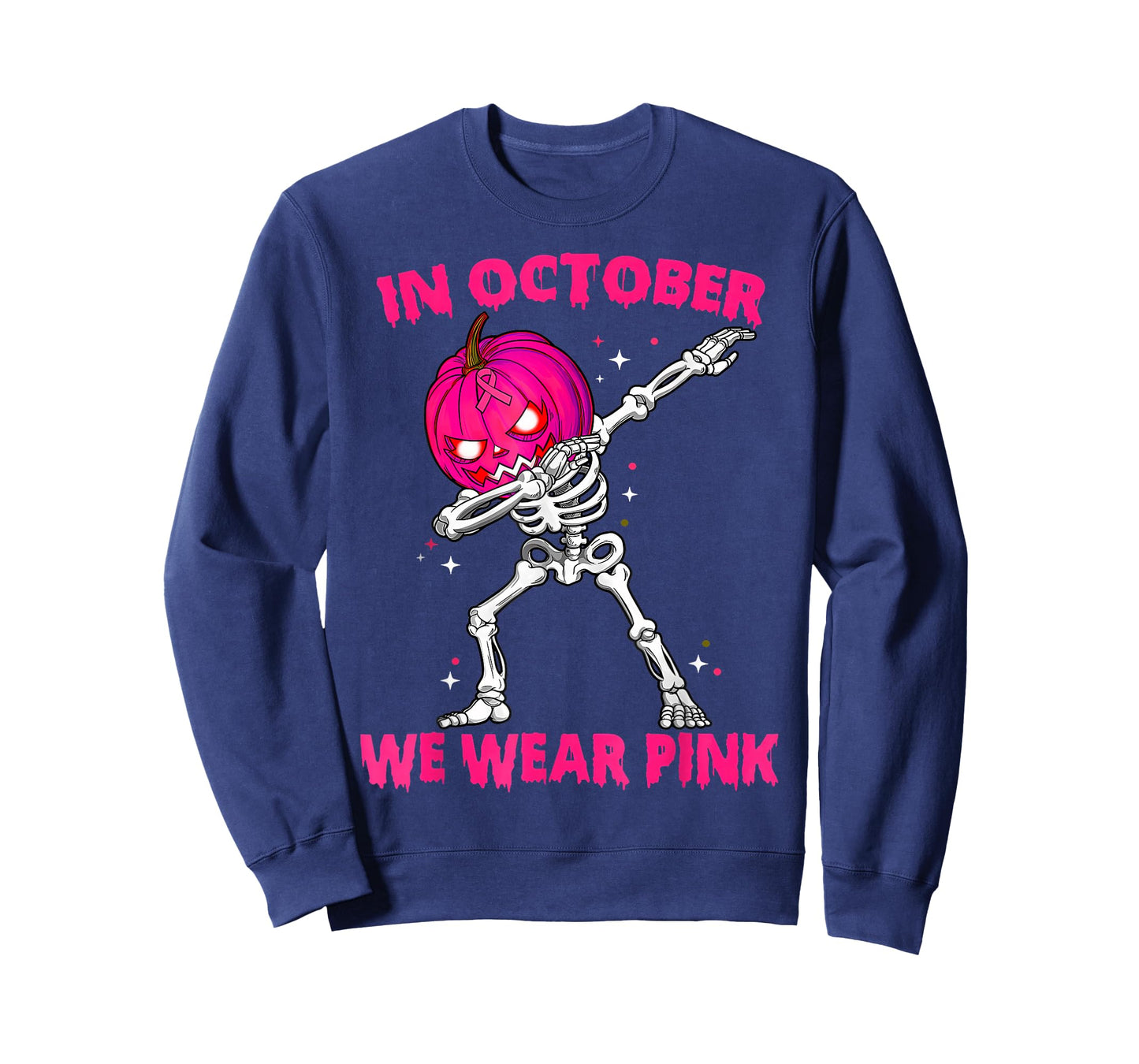in October We Wear Pink Breast Cancer Pumpkin Halloween Boys T-Shirt