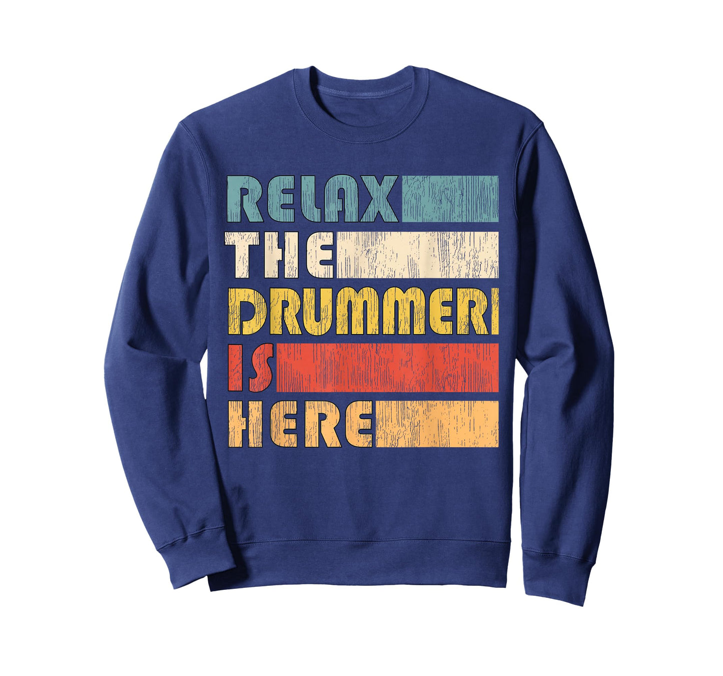 Vintage Drumset Instrument Gifts Relax The Drummer Is Here for Drumset Musician Unisex Adult Black Short Sleeve T-Shirt Small