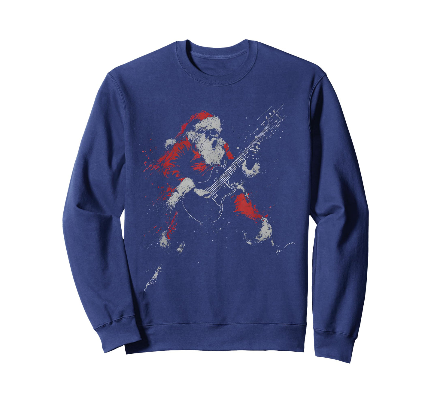 Retro 90s Christmas Rock Guitar Santa Claus Playing Guitar T-Shirt