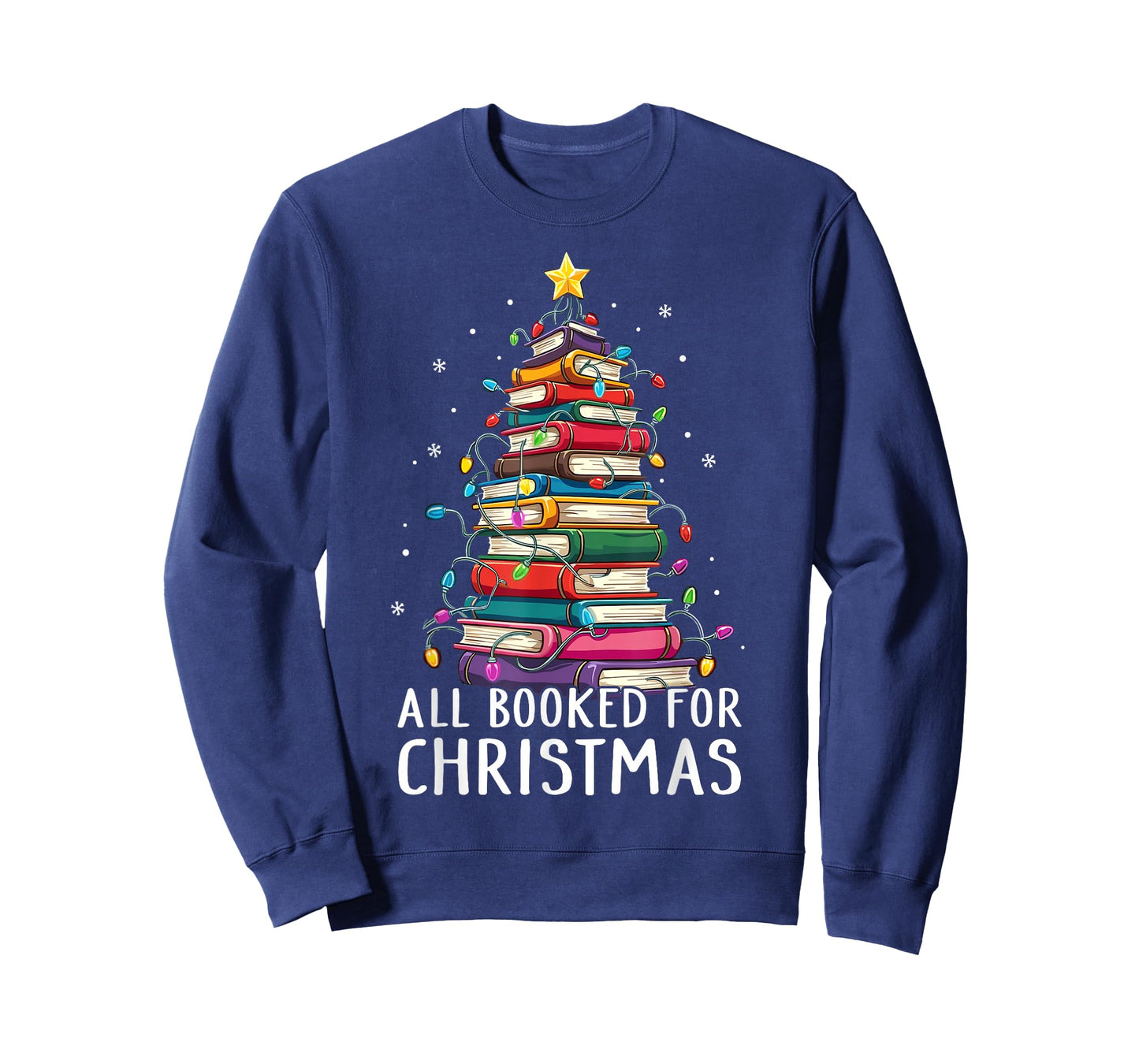 All Booked For Christmas Book Christmas Tree Lights T-Shirt