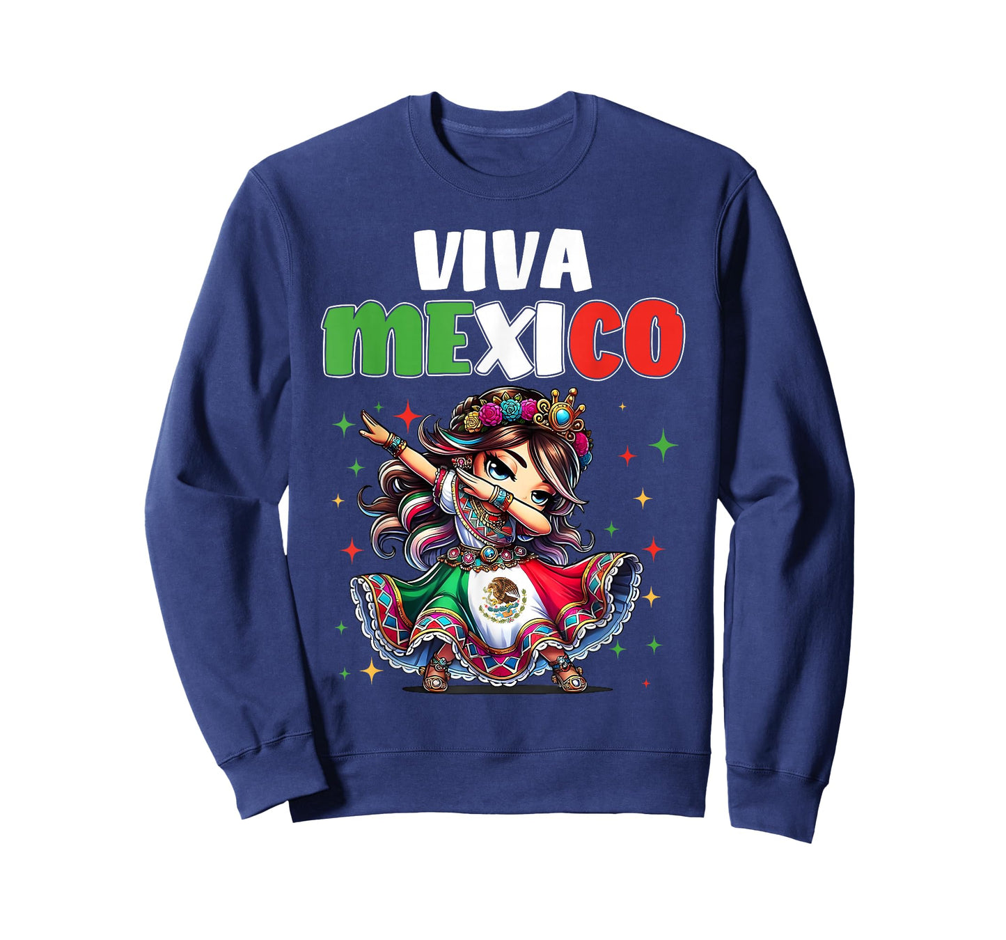 Viva Mexico Flag Mexican Pride Independence Dabbing Girl Kid T-Shirt