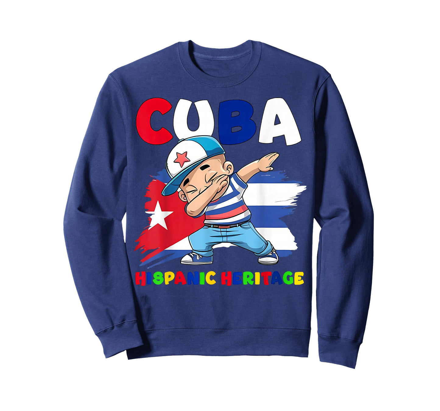 Hispanic Heritage Month Cuban Flag Cuba Dabbing Boy Kid T-Shirt