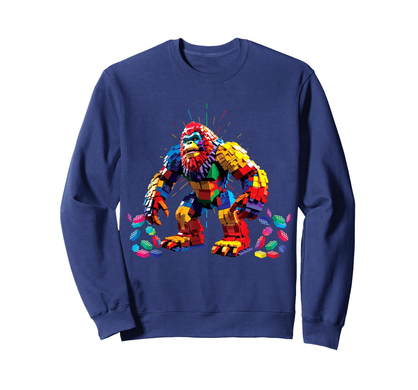 Bigfoot Sasquatch Block Building Brick Builder Funny Kids T-Shirt