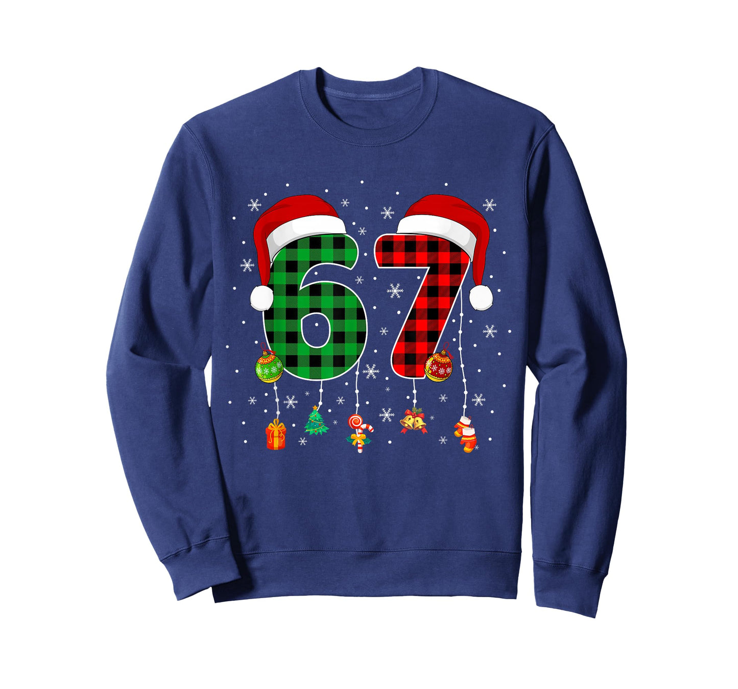 Funny Six Seven 6 7 Meme 67 Christmas Red Plaid Xmas Pajamas T-Shirt