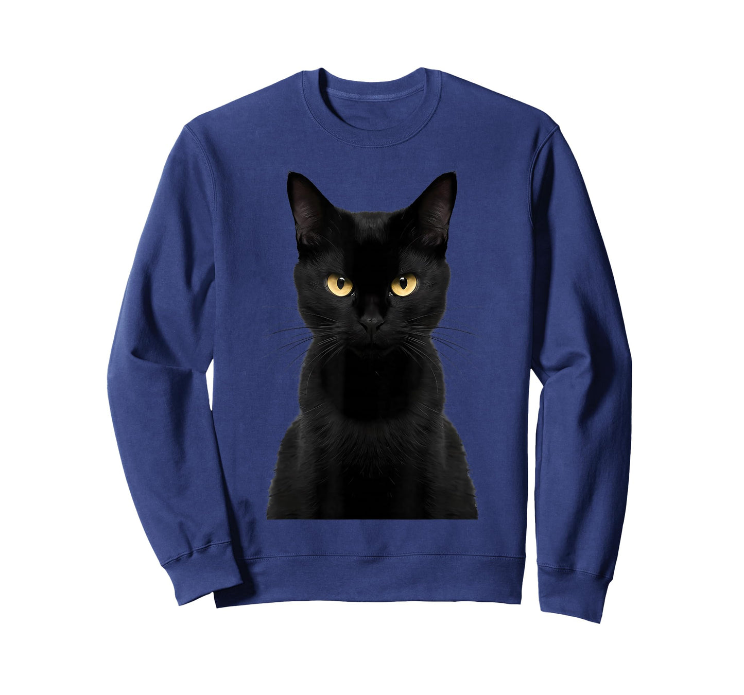 Black Cat Yellow Eyes Angry Cat Funny Staring Cat Halloween T-Shirt