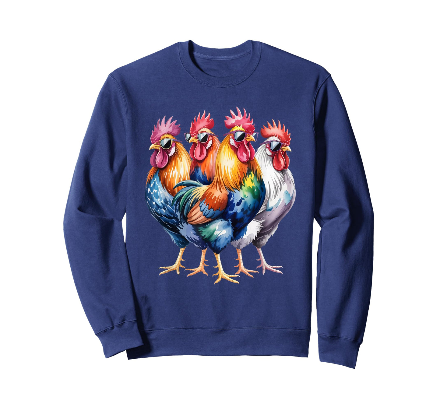 Cool Roosters with Sunglasses Colorful Chicken Farm Humour T-Shirt