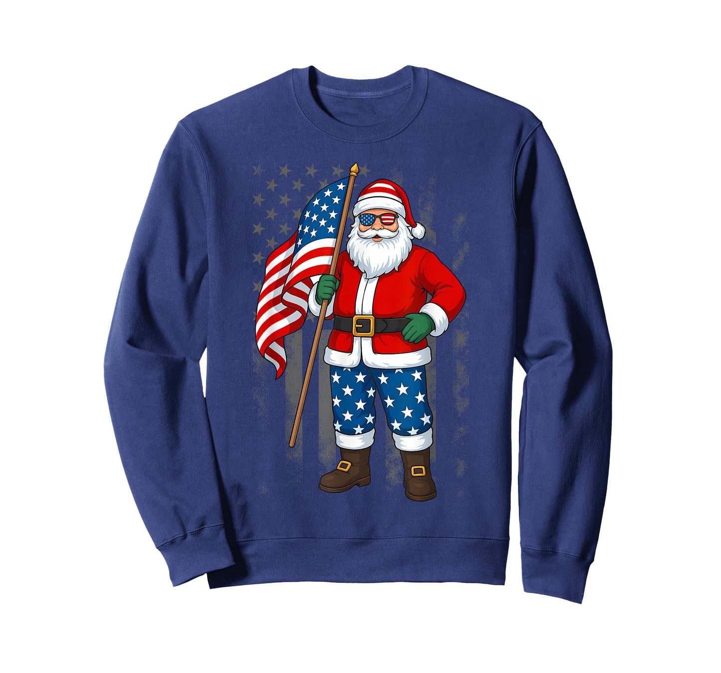 Santa USA American Flag Christmas In July Happy 4th Of July T-Shirt