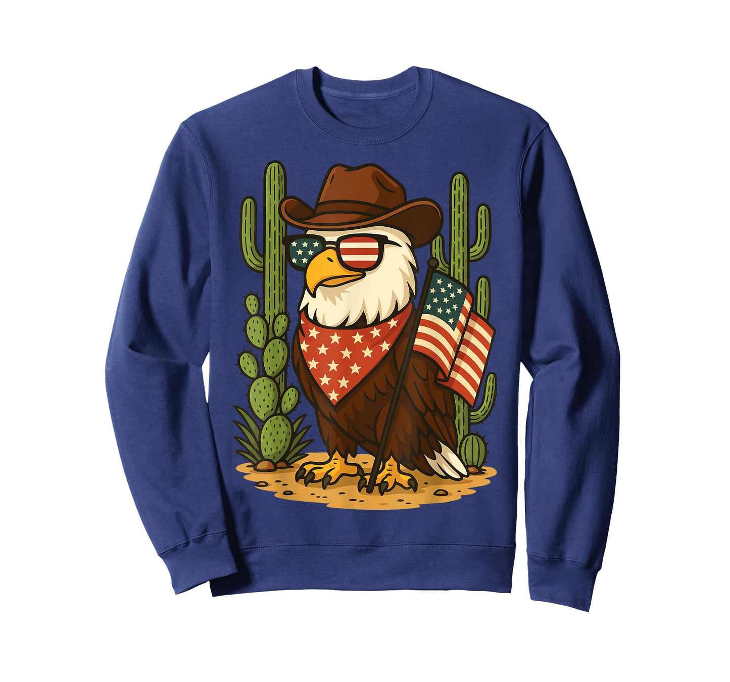 Bald Eagle Cowboy US Flag 4th Of July T-Shirt