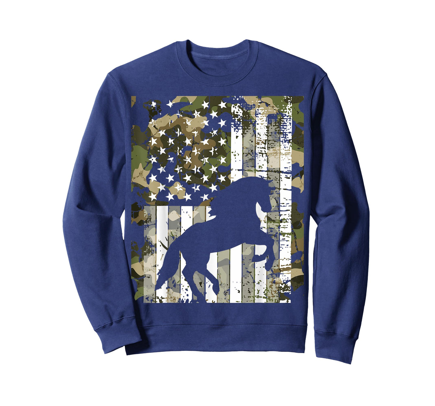 Camo US Flag Horse Camoflage Animal Vintage Design T-Shirt