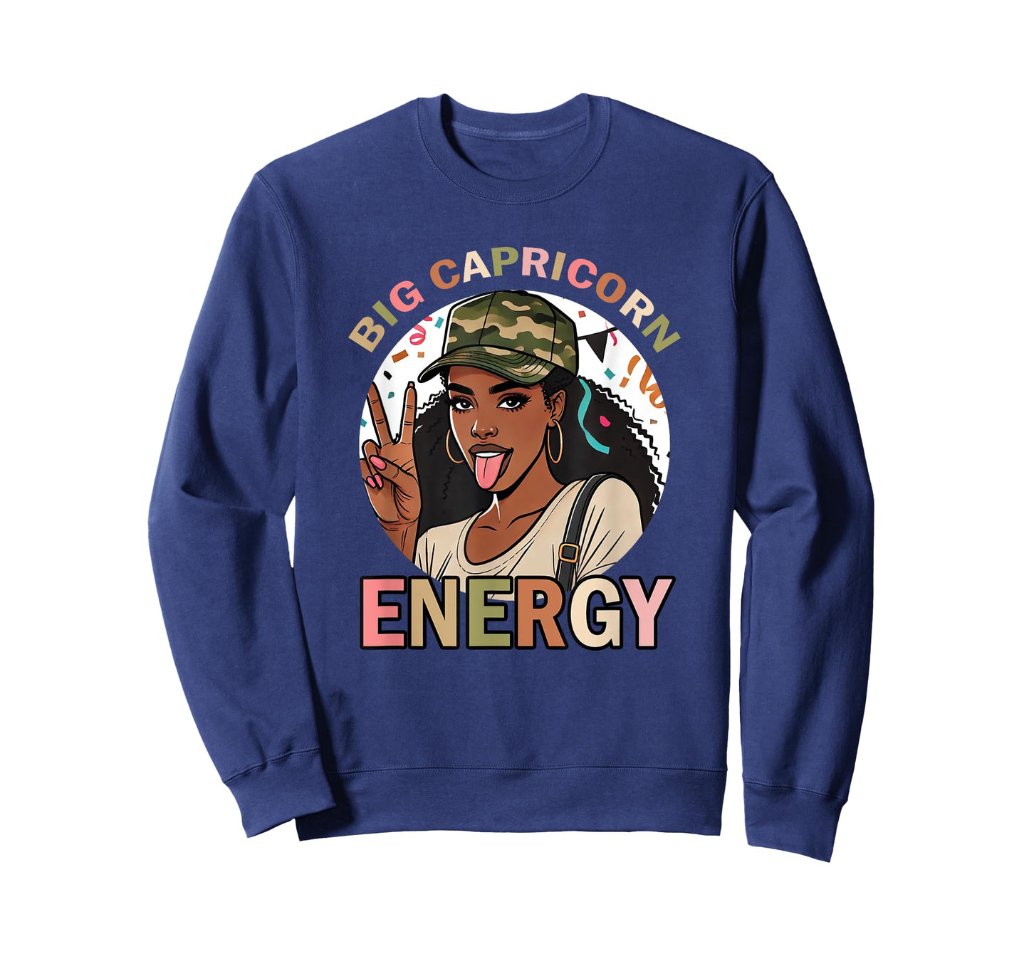 Big Capricorn Energy Camo Hat Birthday Party T-Shirt