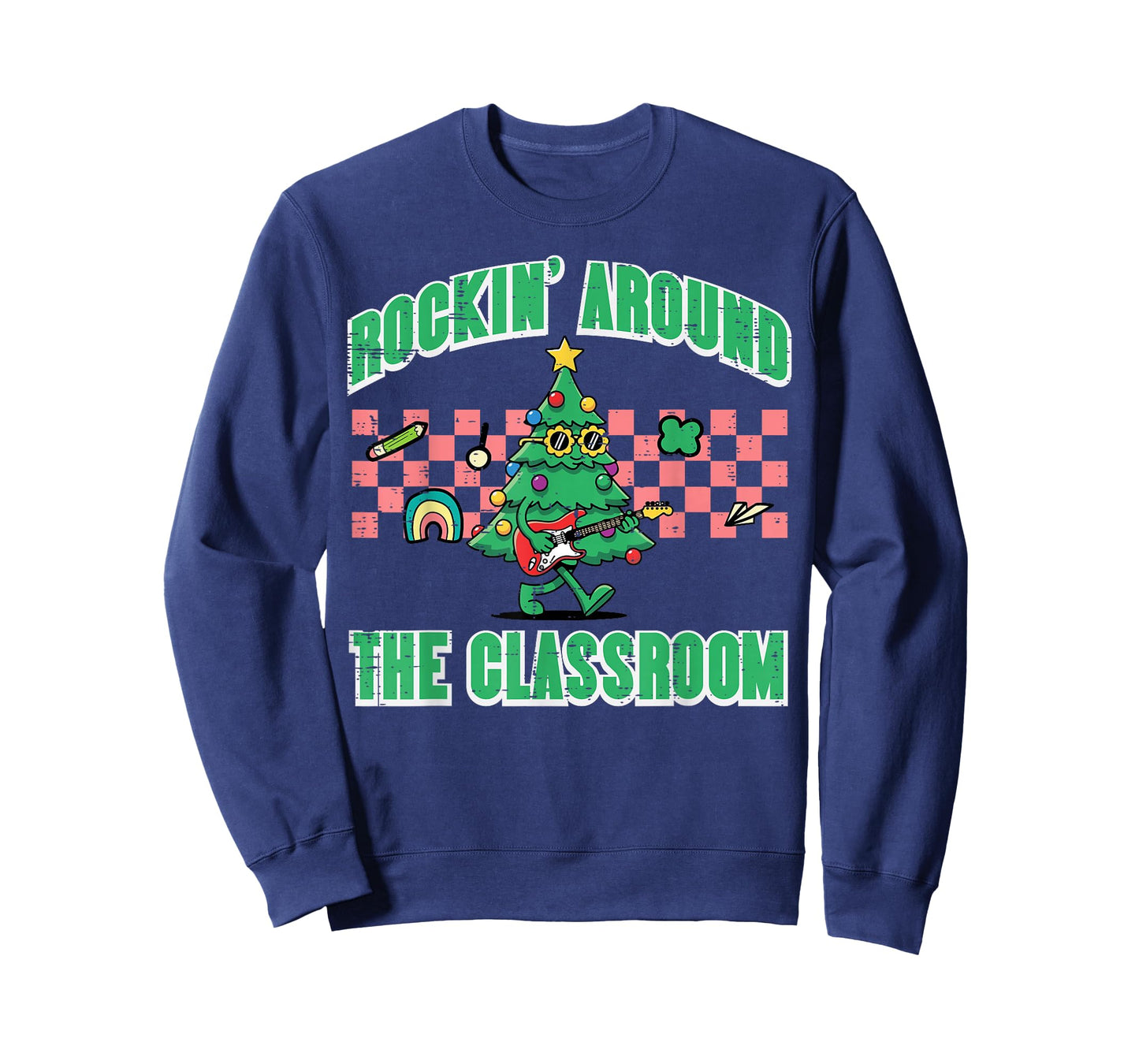 Christmas Tree Rockin Around Classroom Xmas Teacher Women T-Shirt