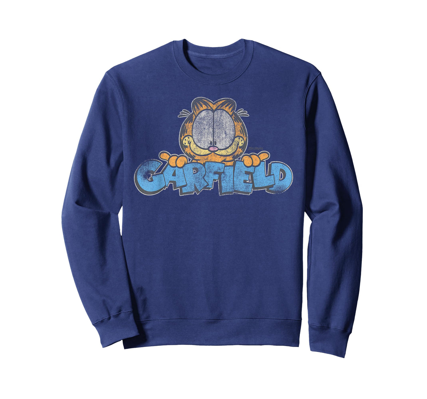 Garfield Distressed Garfield Face with Logo Cartoon Cat T-Shirt