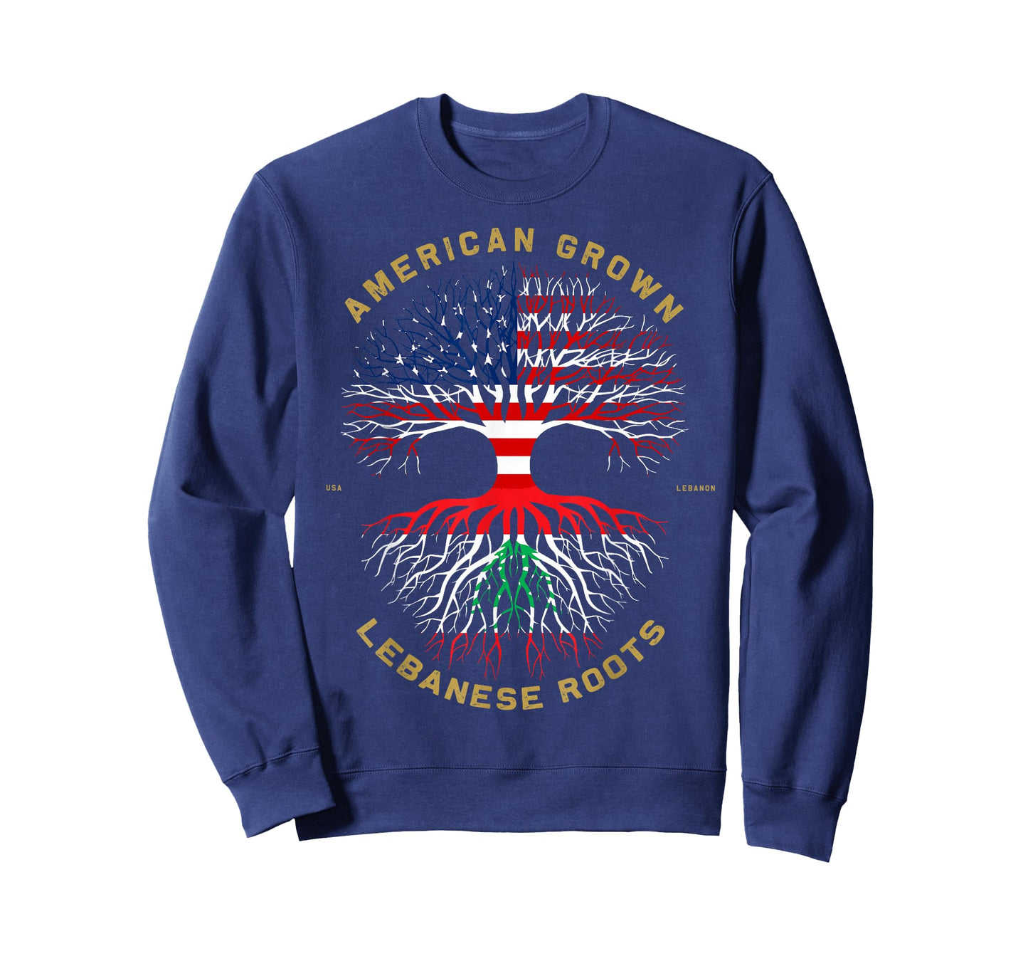 American Grown with Lebanese Roots Tree USA Flag Gifts Idea T-Shirt