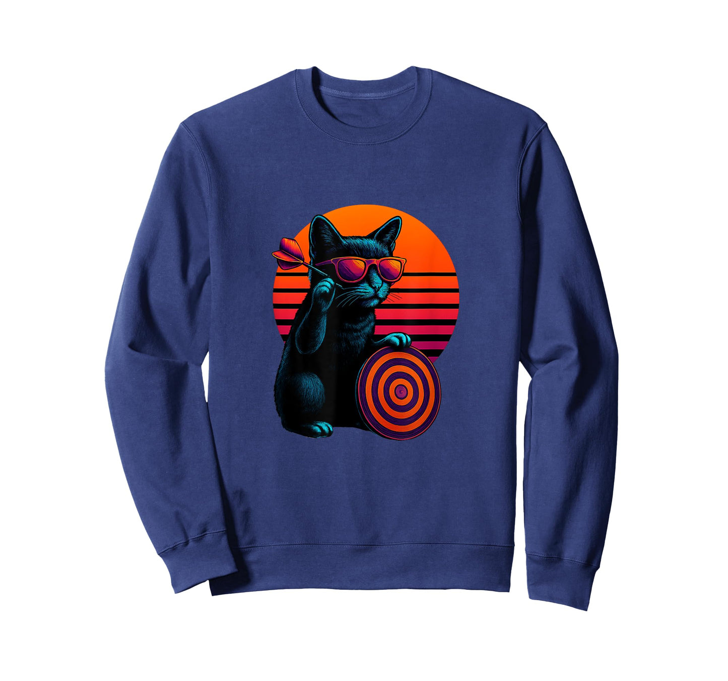 Retro Cat With Dart Arrow Dart Player T-Shirt