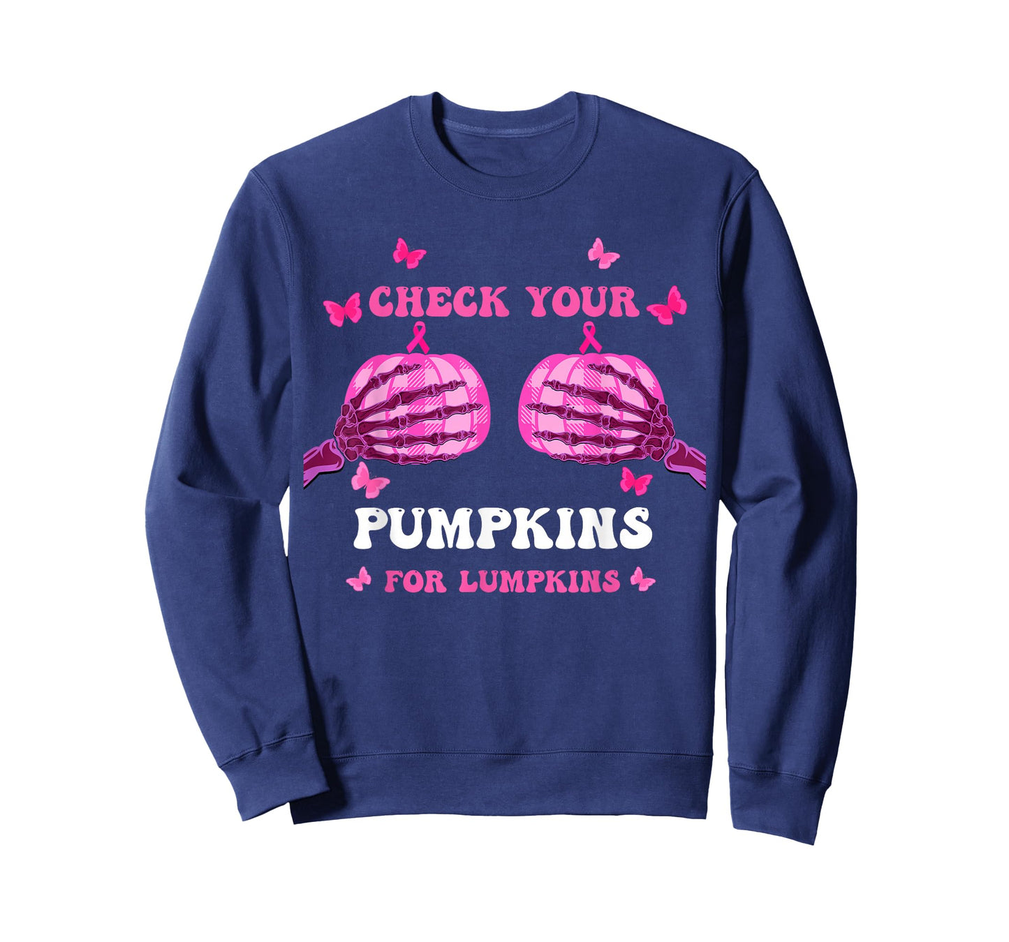 Check Your Pumpkins Breast Cancer Awareness Halloween Women T-Shirt