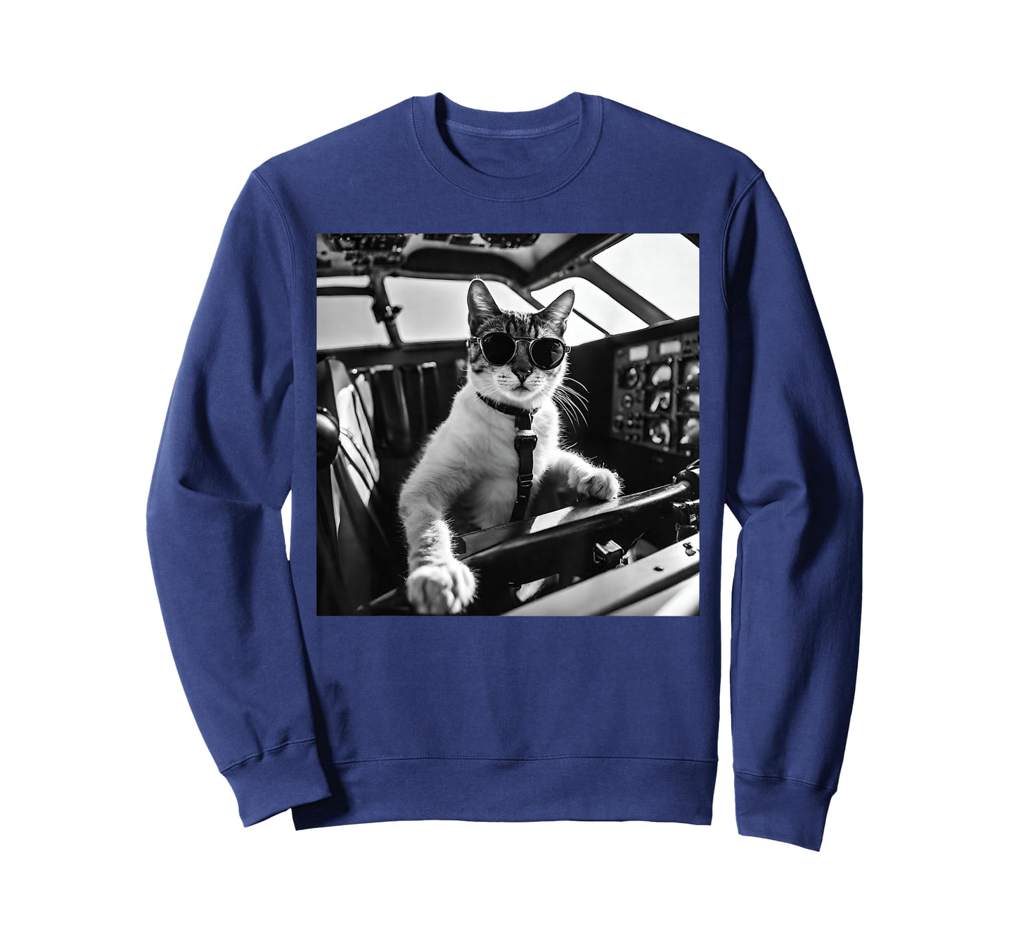 Funny Pilot Cat Wearing Sunglasses Flying A Plane T-Shirt
