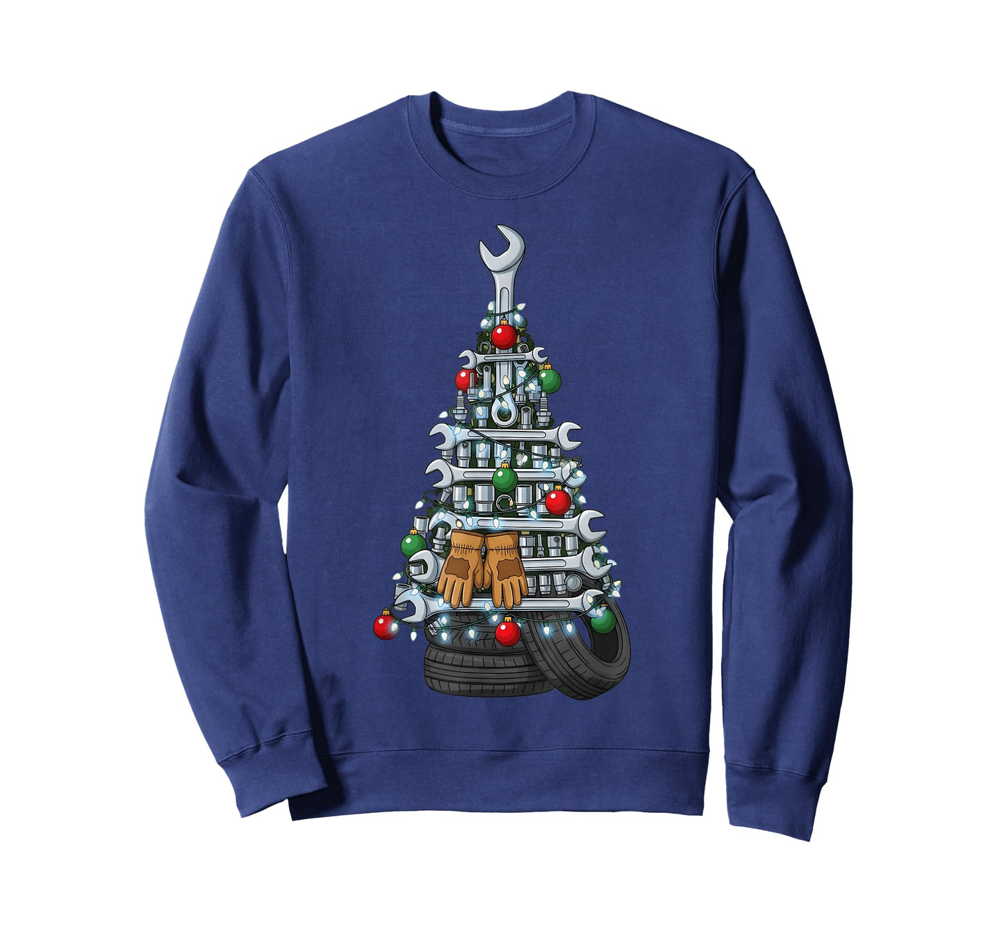 Christmas Mechanic Tools Ornaments Lights Xmas Tree Men T-Shirt