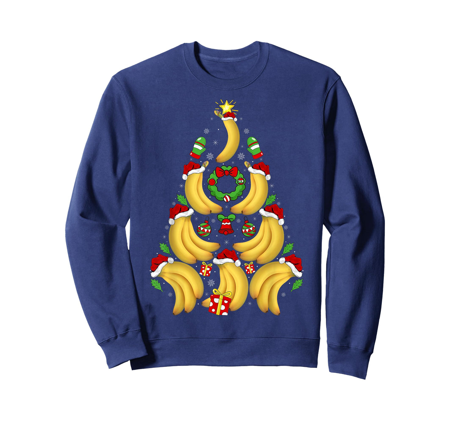 Banana Christmas Tree Lights Santa Hat Funny Banana Xmas T-Shirt