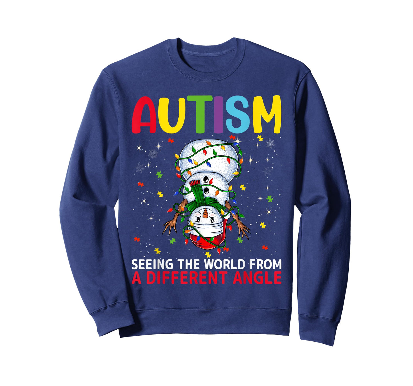 Autism Awareness Snowman Christmas Autistic Xmas Day Pajama T-Shirt
