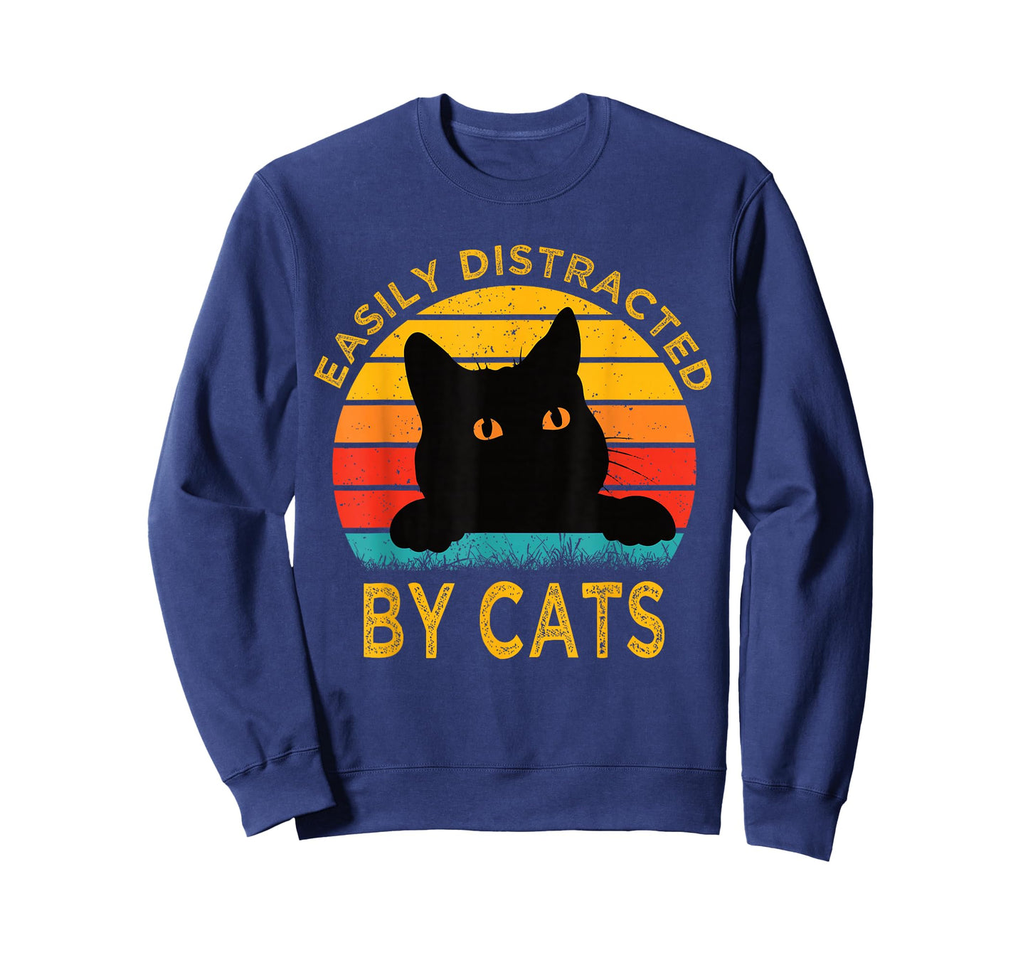 Easily Distracted By Cats Vintage Funny Cat T-Shirt