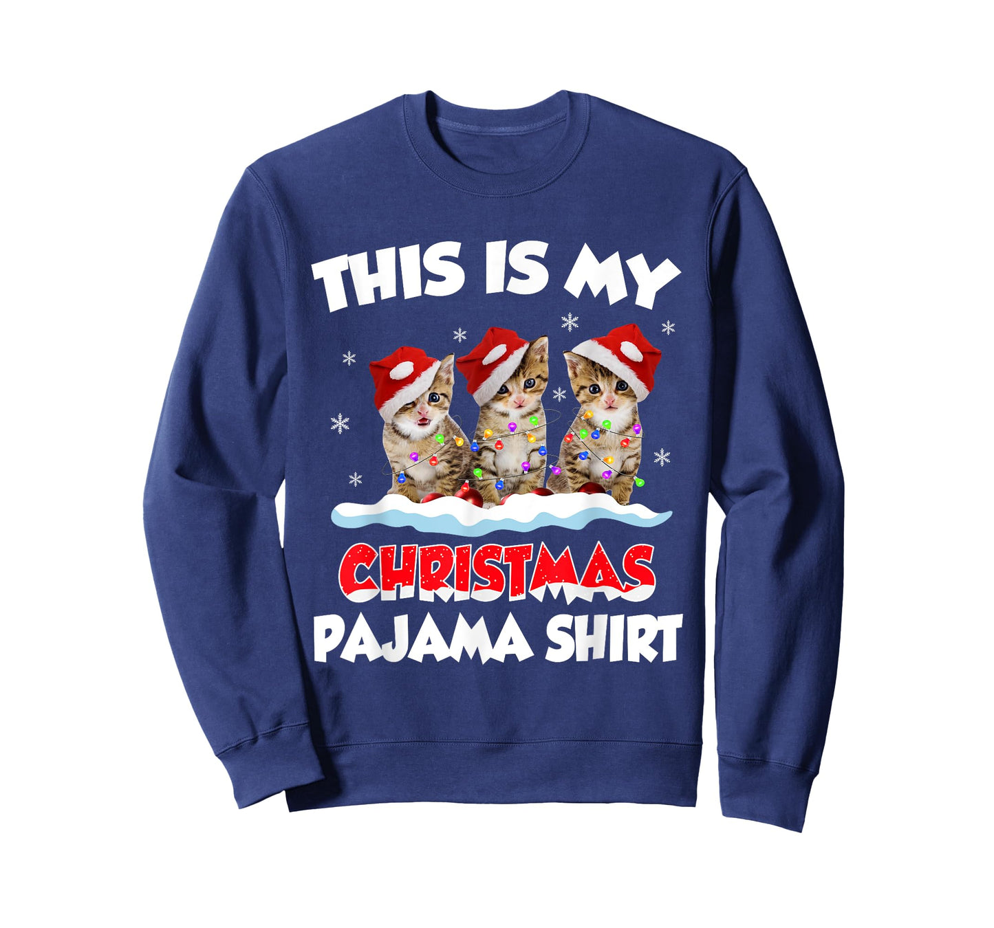 This Is My Christmas Pajama Shirt Cat Lover Funny Christmas T-Shirt