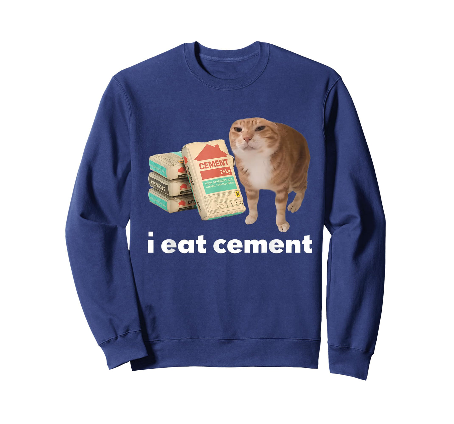 I Eat Cement Funny Cursed Cat Meme Internet GenZ Men Women T-Shirt
