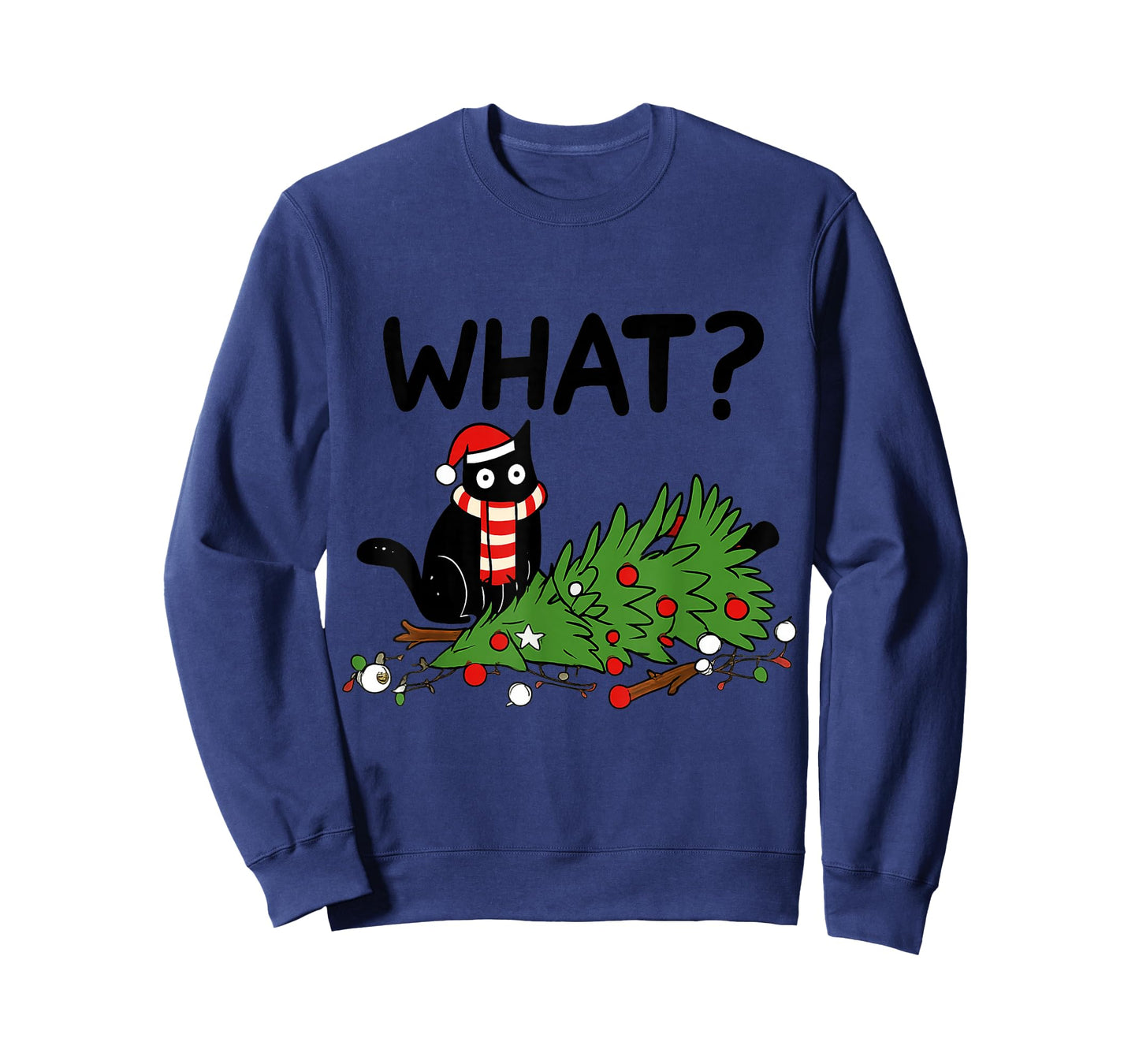 Funny Black Cat Pushing Christmas Tree Gift T-Shirt