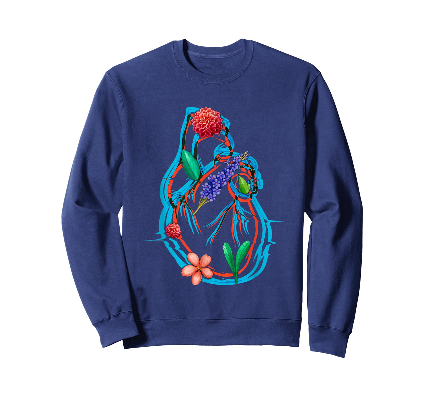 Anatomical Heart And Flowers Funny Men Women Cardiologist T-Shirt