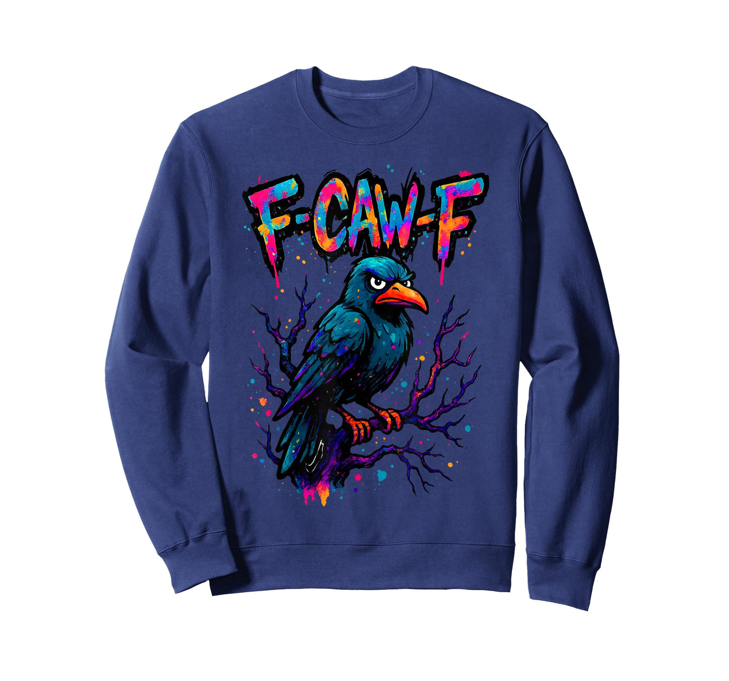 F-Caw-F Funny Raven Black Crow Spooky Season Halloween Retro T-Shirt