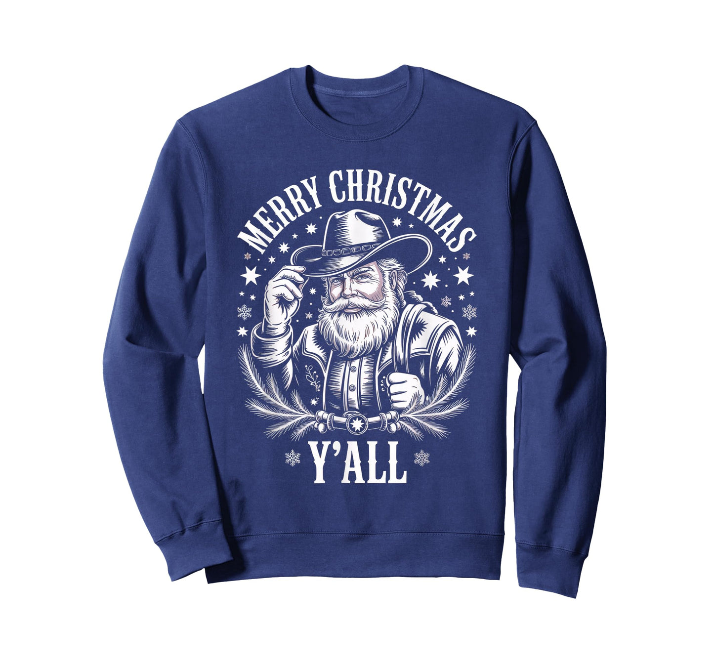 Cowboy Santa Claus Merry Christmas Y'all Western Country T-Shirt