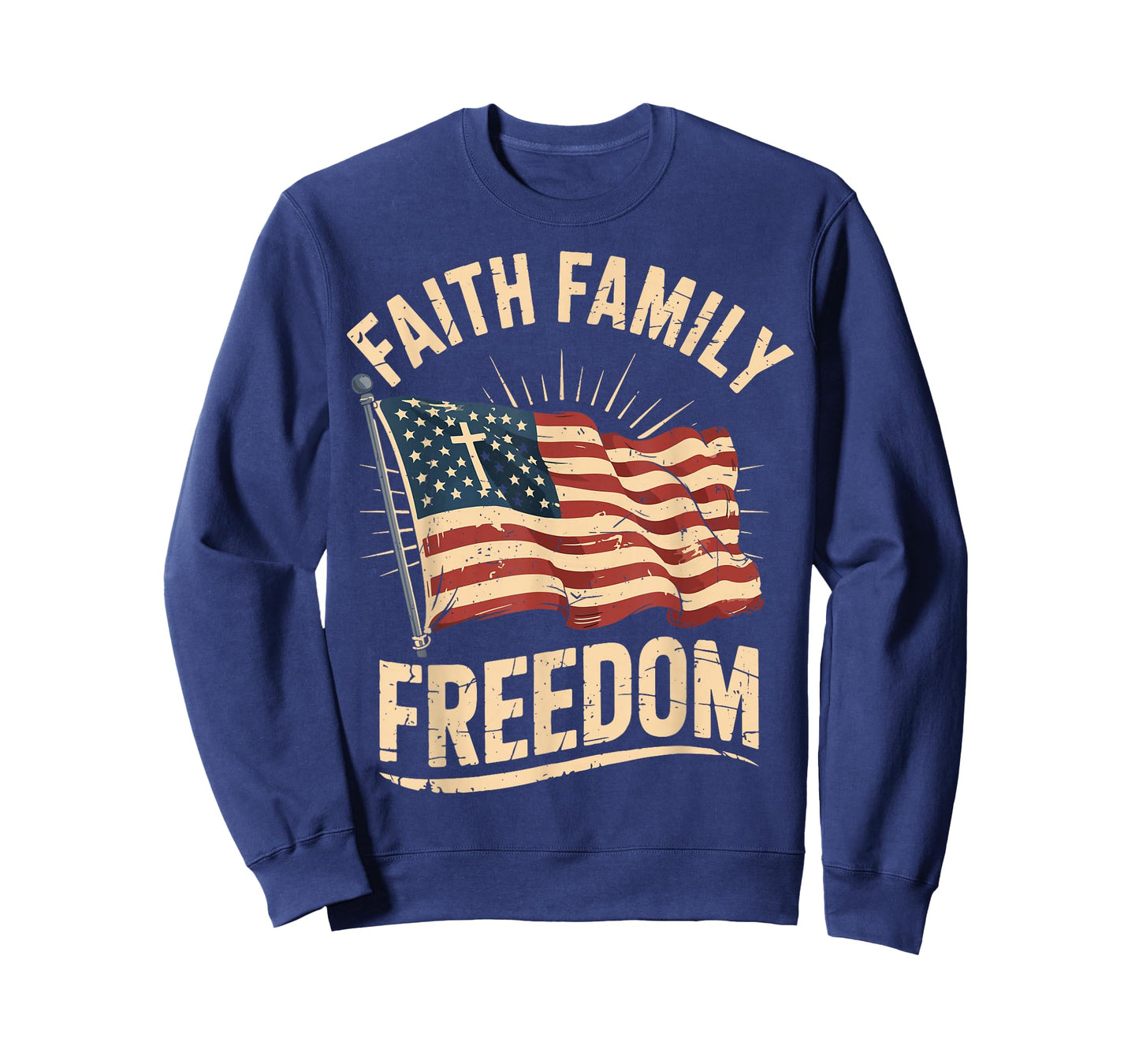 Faith Family Freedom Patriotic Christian USA Flag Men Women T-Shirt
