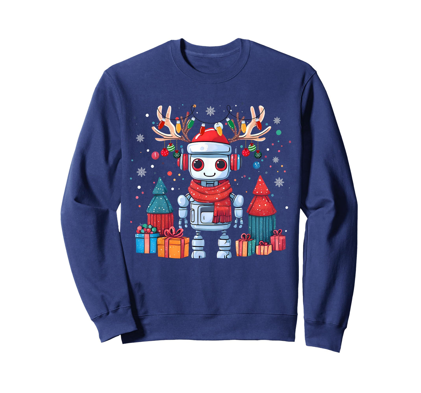 Santa Robot Christmas Lights Reindeer for Kid Family Pajamas T-Shirt
