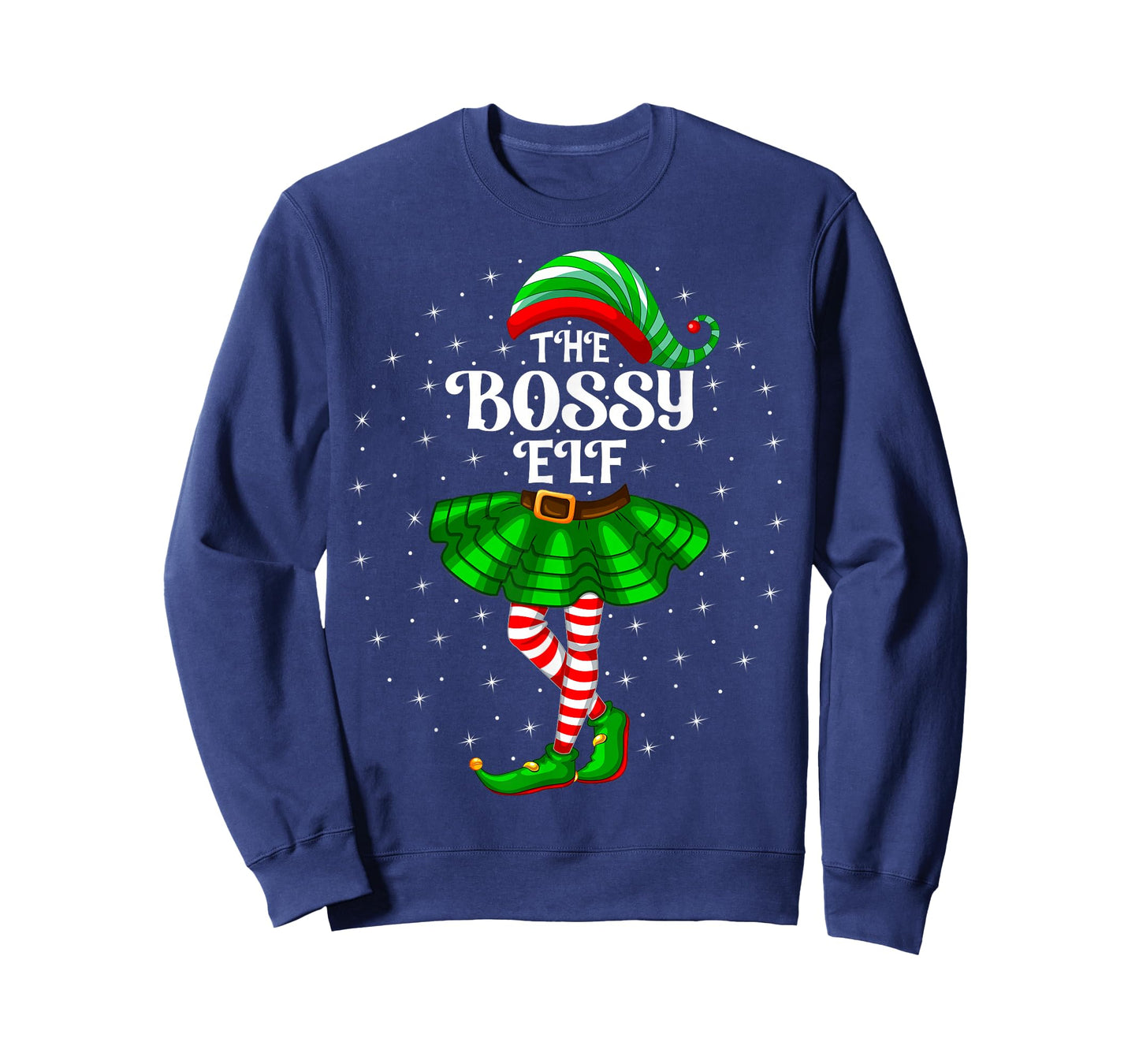 Bossy Elf Christmas Family Matching Women Girls Bossy Xmas T-Shirt