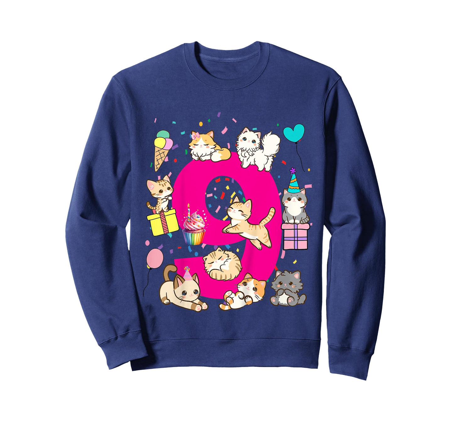 Kids 9 (nine) year old kitten cats themed birthday outfit girls T-Shirt