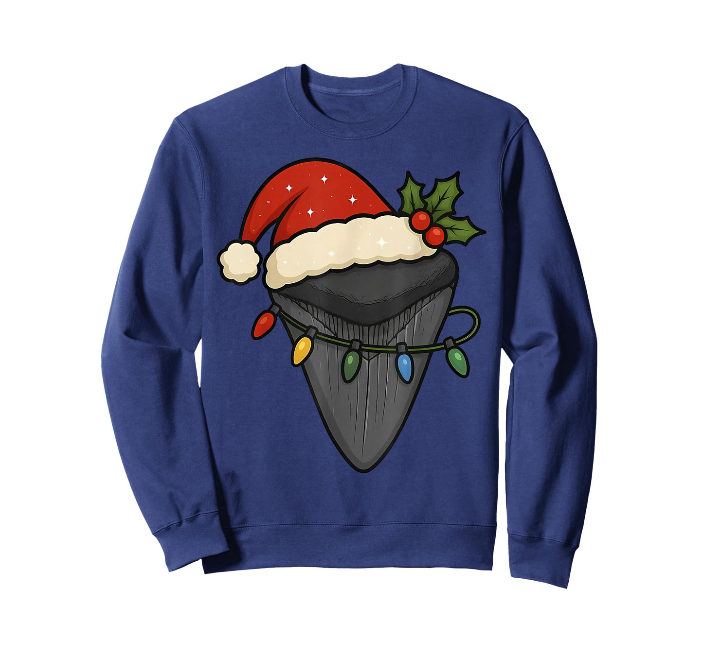 Fossil Sharks Tooth Santa Hat Christmas Lights Hunter Xmas T-Shirt