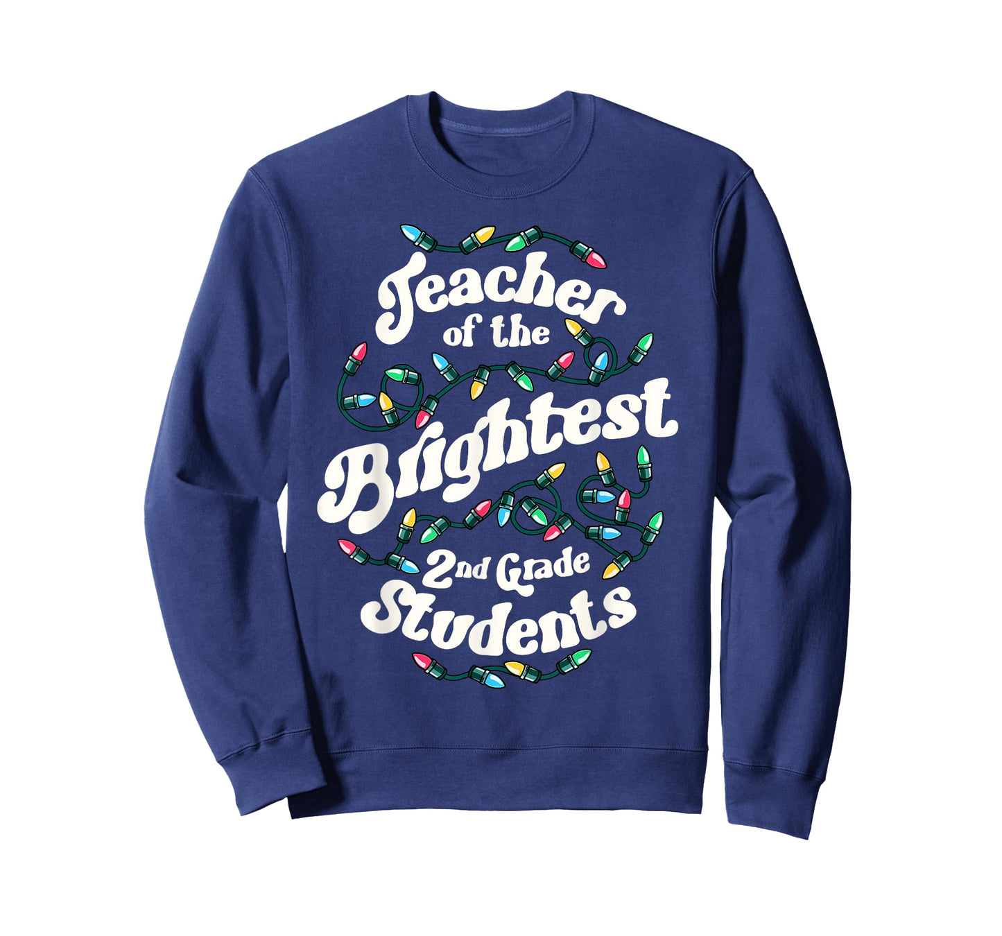 2nd Grade Teacher Christmas Lights School Brightest Students T-Shirt