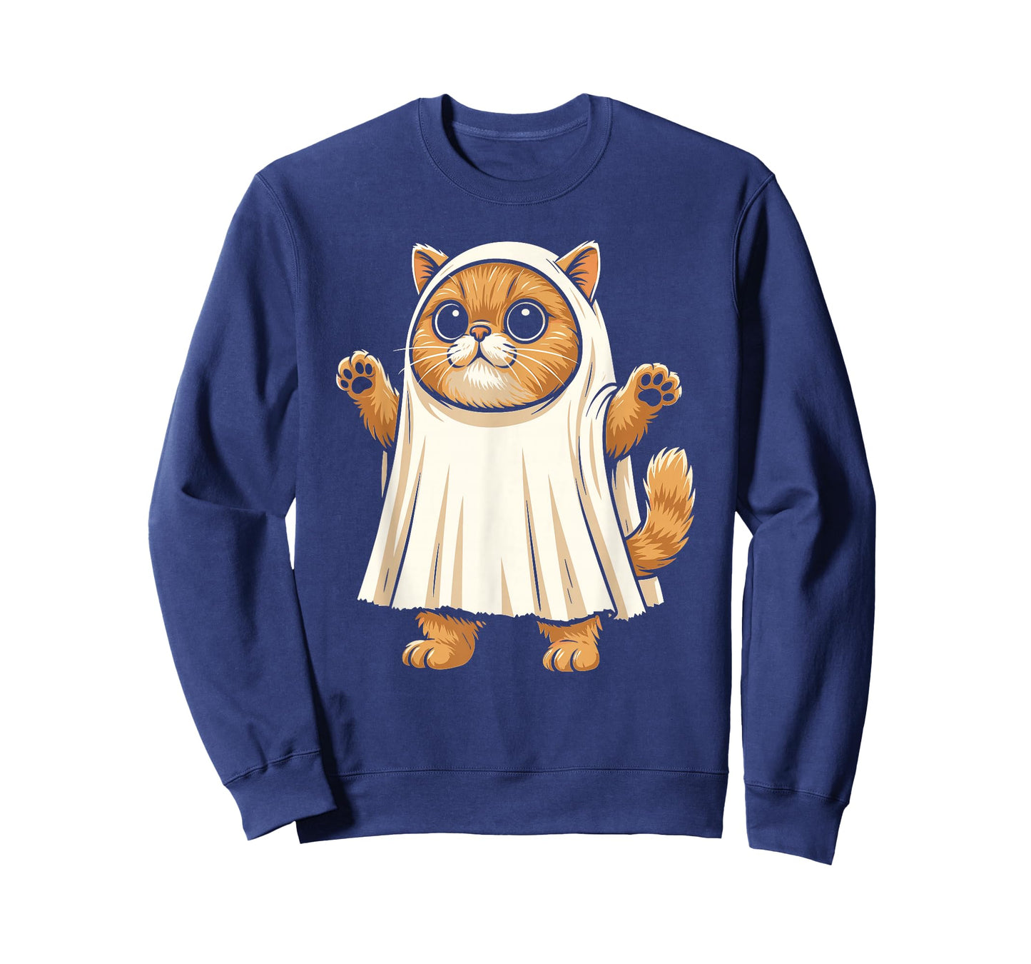 Sheet Ghost Cat Men Women Kids Teens Funny Halloween T-Shirt
