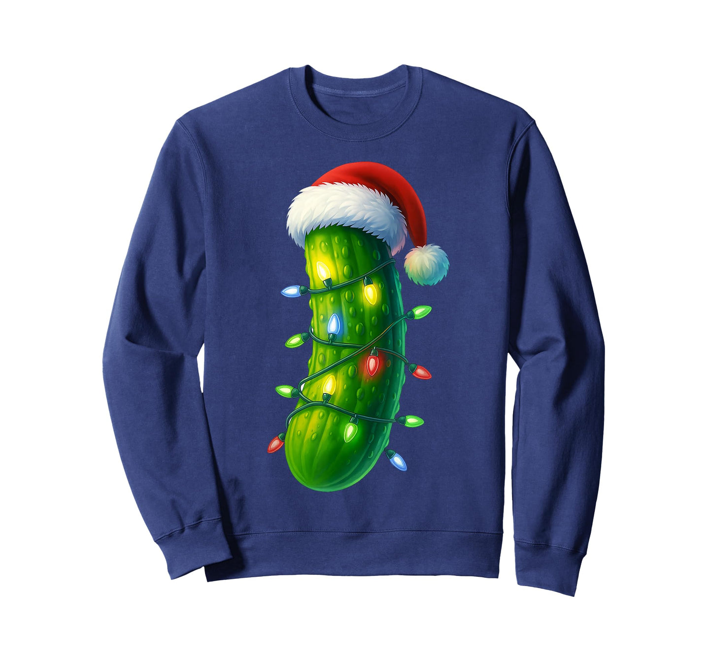 Funny Pickle Santa hat Christmas Lights Xmas Men Women T-Shirt