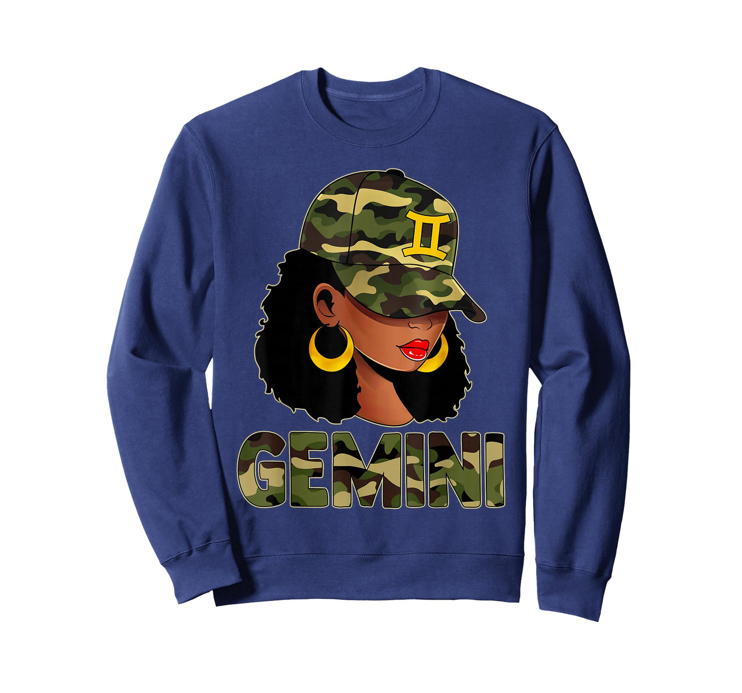 Gemini Queen Camouflage Black Woman Cap Zodiac Sign T-Shirt