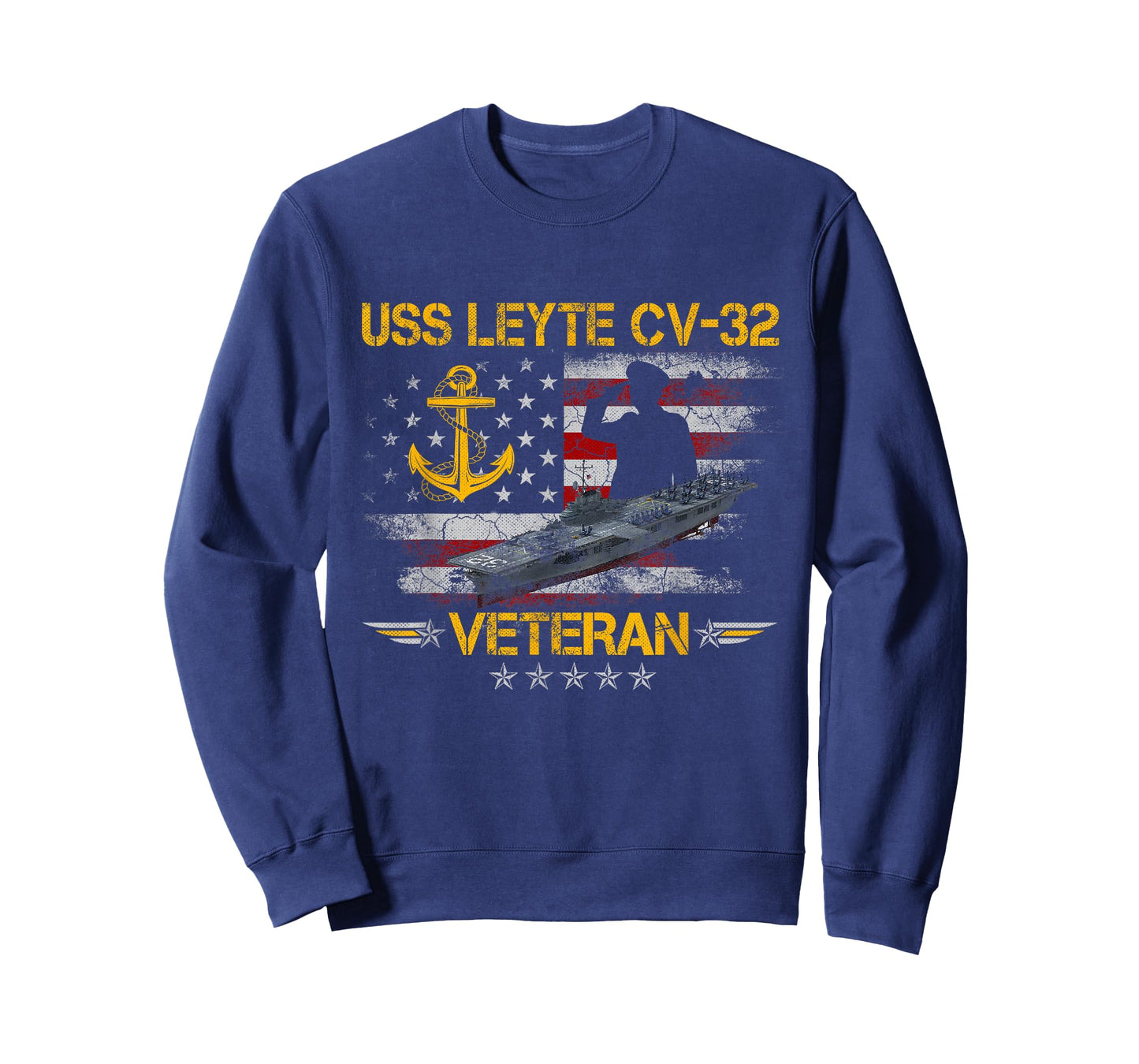 USS Leyte CV-32 Aircraft Carrier Veteran Flag Veterans Day T-Shirt